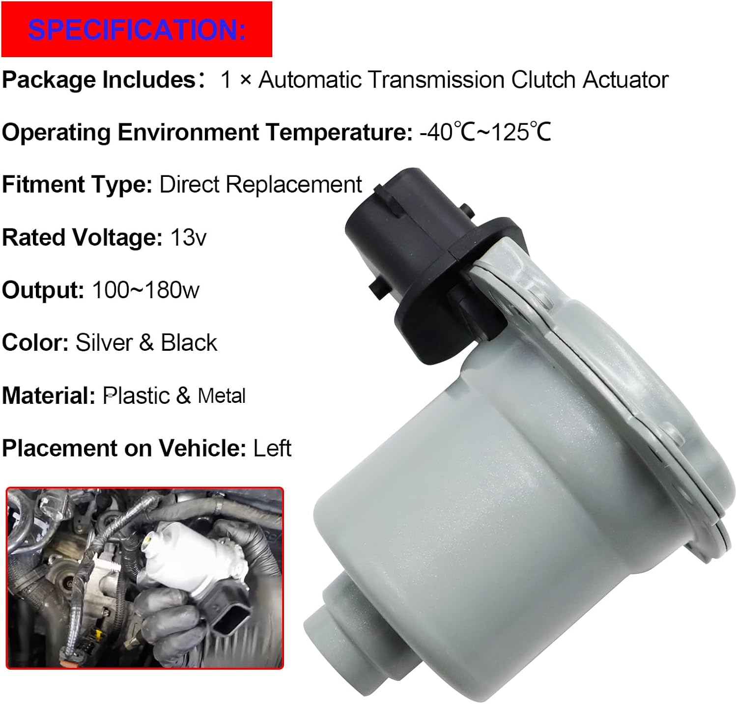 SMMS AE8Z7C604A Automatic Transmission Clutch Actuator B/A for Ford Focus SE SEL Fiesta 2011-2017, Trans Clutch Actuator Replaces OE AE8Z7C604