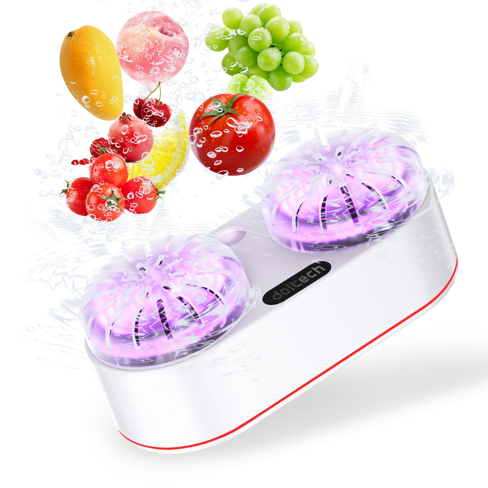 GardwayFruit and Vegetable Washing Machine,Dual Core Spinner Fruit and Vegetable Cleaner,Deeply Cleans Fresh Produce, Kitchen Gadget, USB-Rechargeable Fruit and Vegetable Purifier (White), TCB-001