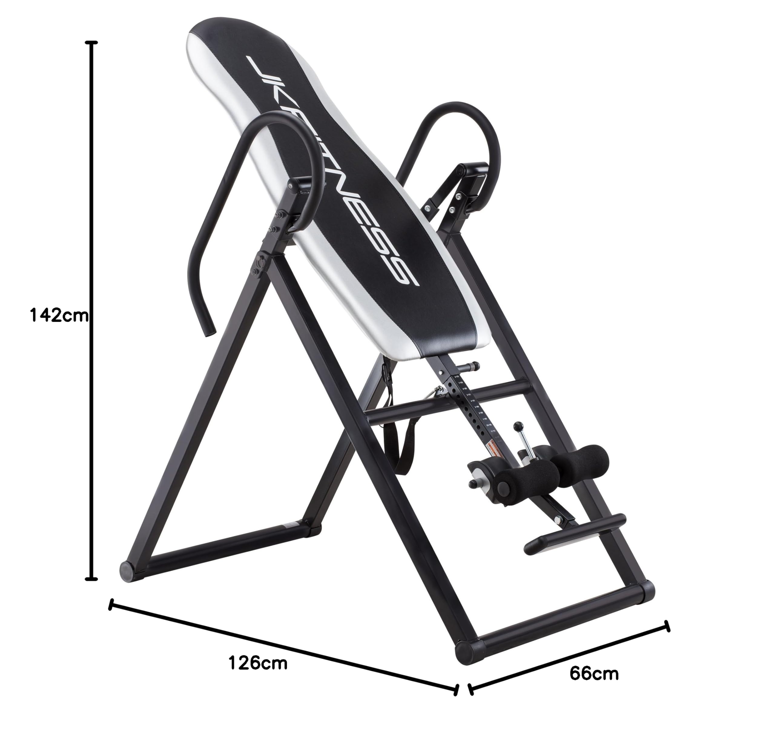 JK FITNESS Panca ad Inversione [Richiudibile e Salvaspazio] Regolabile per Altezze 145-200 cm |Tavola di Inversione Con Inclinazione Completa | Imbottiture Spesse 35 mm