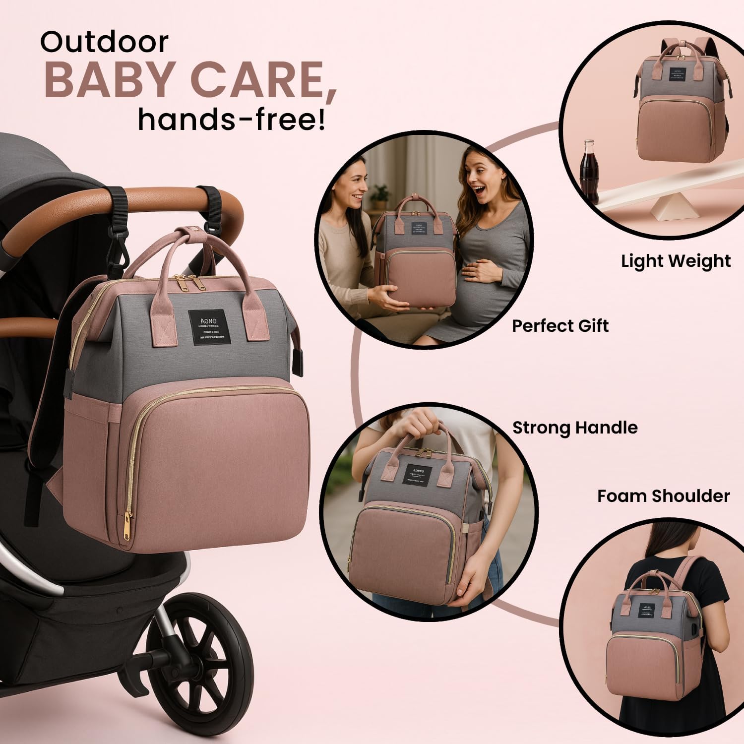 Multifunctional Baby Diaper Bag Backpack with Changing Station Baby Bag for Moms, Dads, Shower Gifts for Newborn Essentials