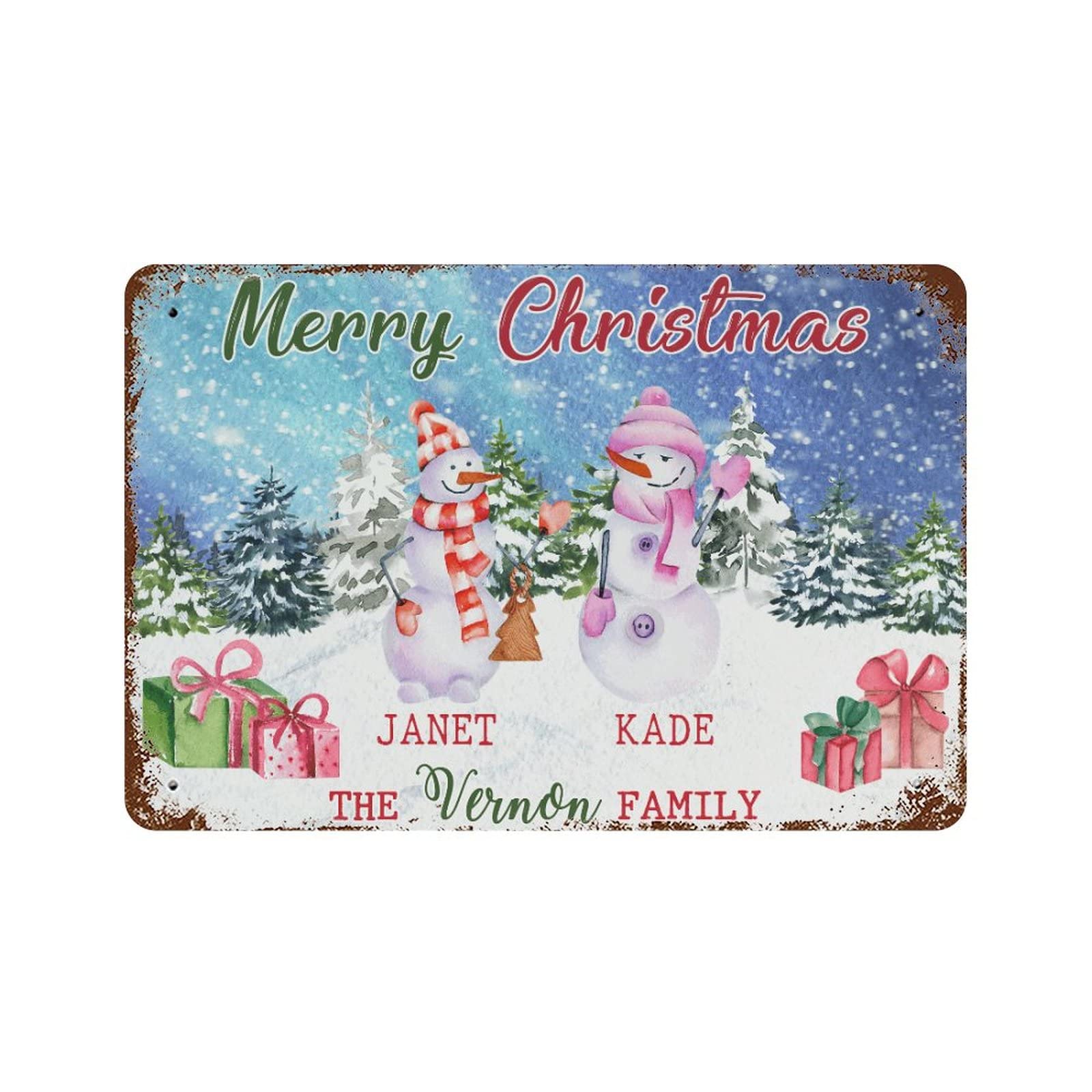 Panneau aluminium bonhomme de neige Merry Christmas déco noël extérieure intérieure 30x45cm
