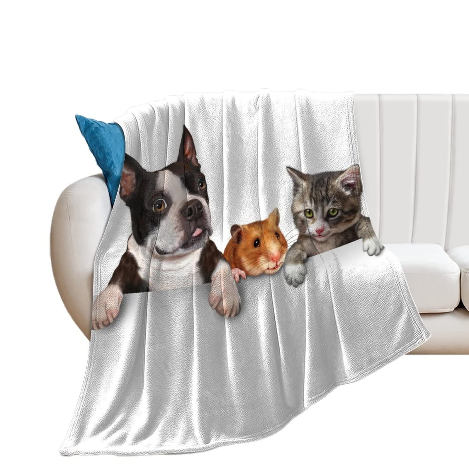 Couverture polaire chat chien plaid canapé flanelle pour des soirées cocooning