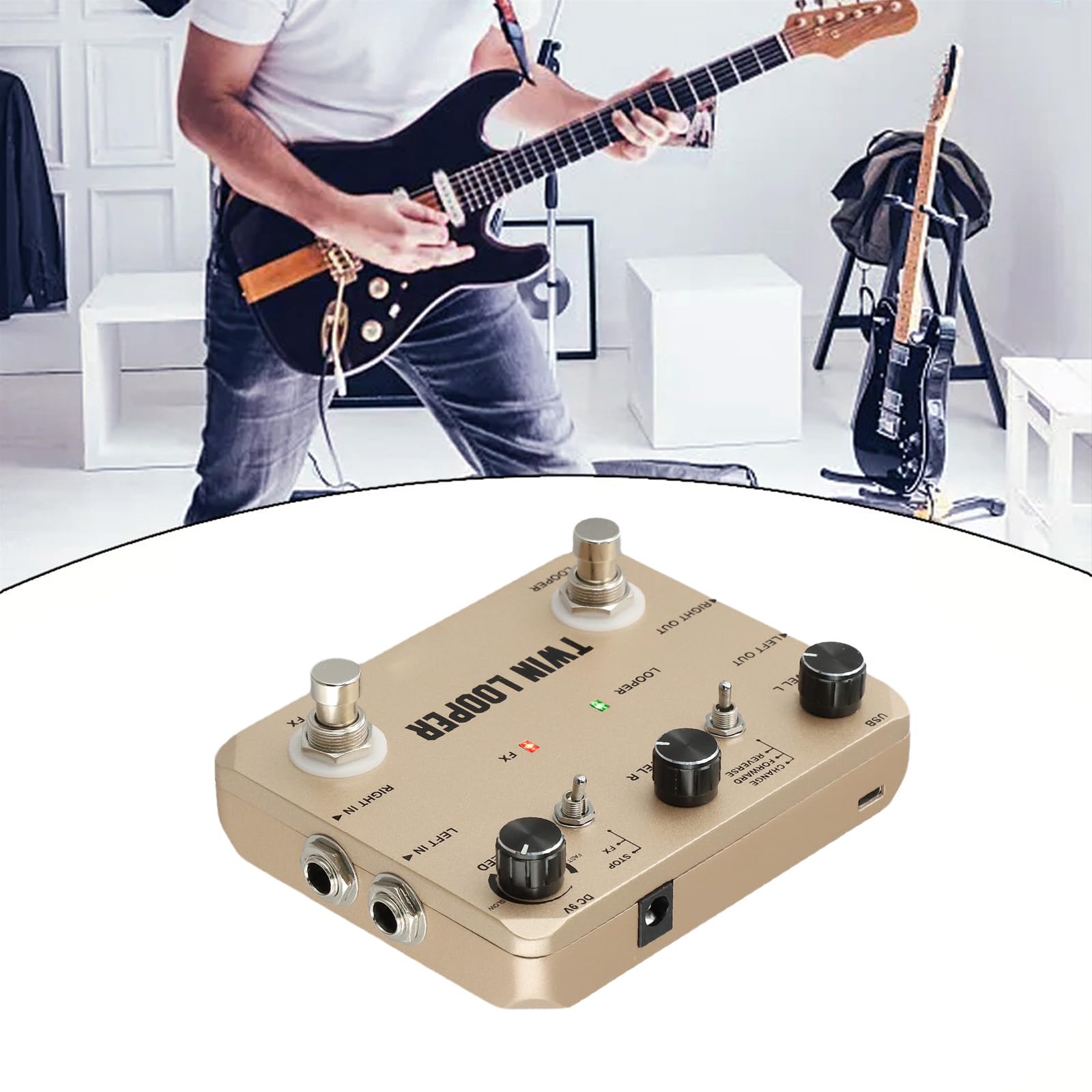 Rowin Twin Looper - Pedale per chitarra, 11 variazioni di suono, 10 minuti di registrazione, True Bypass per esplorazione creativa del suono