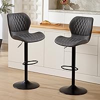 Vista 9 de Juego de 4 taburetes de bar, modernos taburetes giratorios de altura de mostrador para sillas de isla de cocina, taburetes de bar de tela ajustables