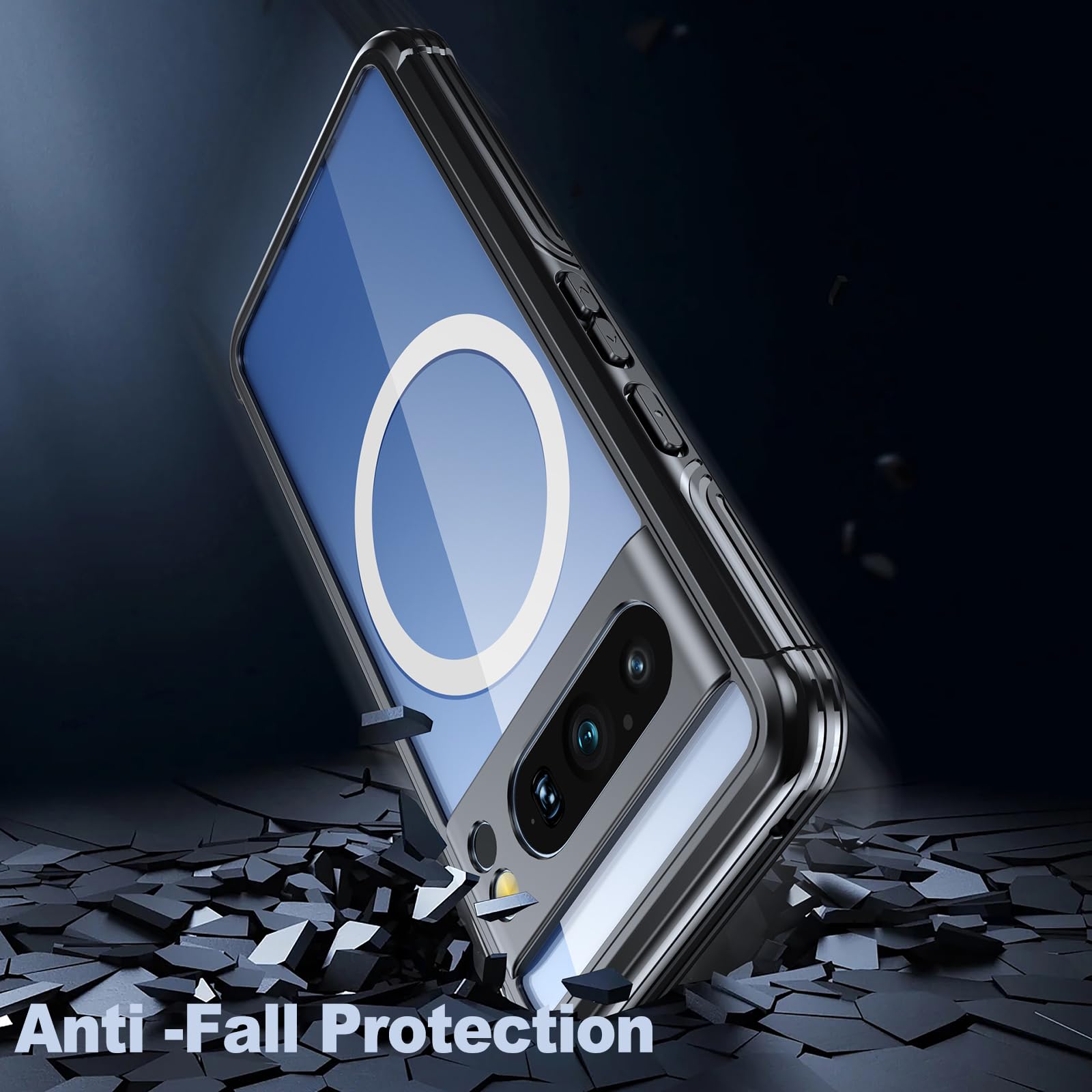 Magnetisch Hülle für Google Pixel 8 Pro, 360° RundumSchutz Hart Schutzhülle, Transparent Handyhülle Support Kabelloses Laden,Rosa