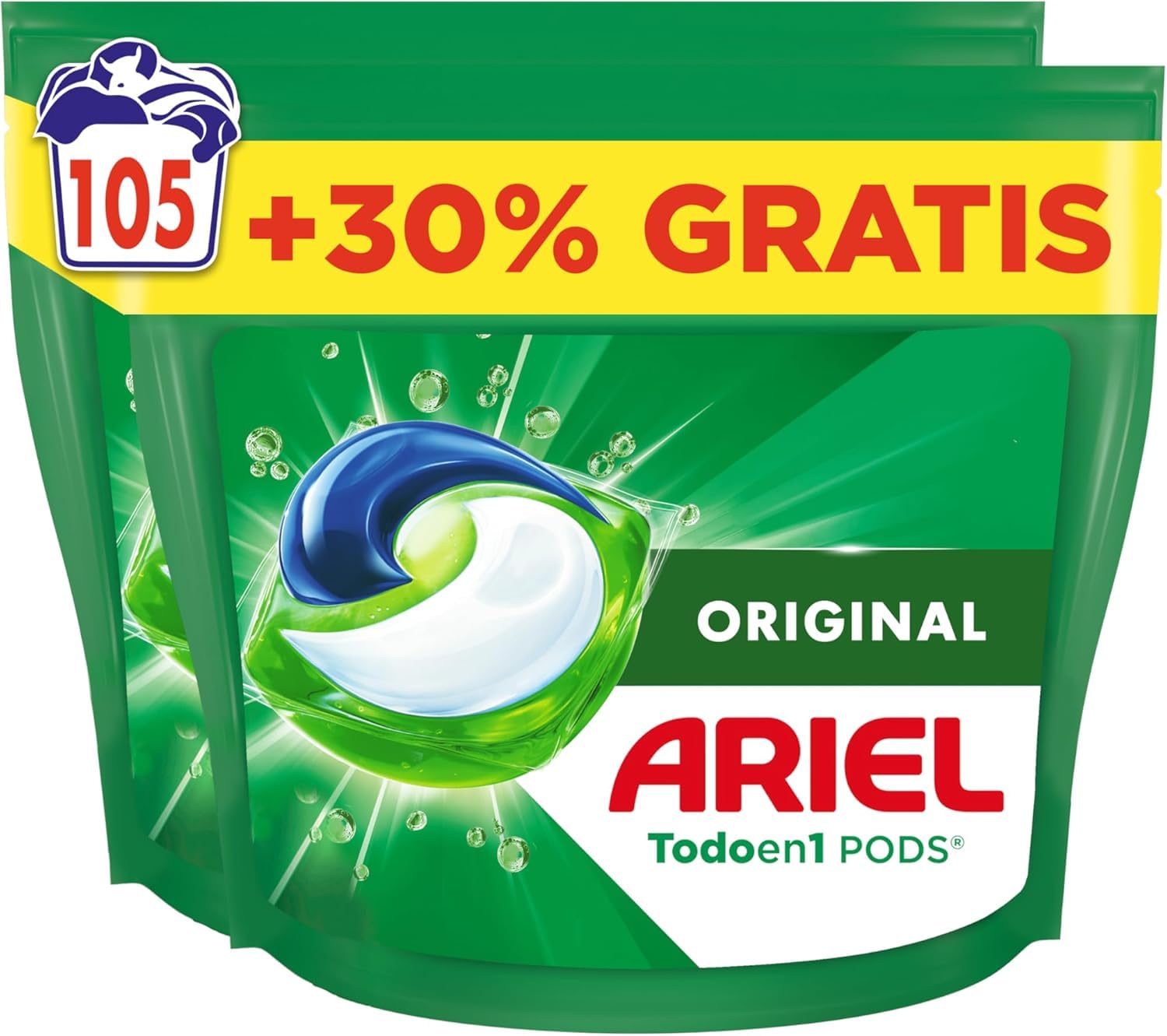 Pack Ahorro Limpieza Total: Ariel Todo en 1 PODS (105 Cápsulas) + Fairy Platinum Plus Limón (71 Cápsulas) – Lavado Impecable para Ropa y Vajilla