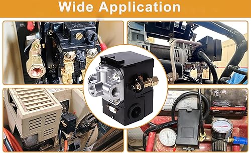 Miniatura 7 de Interruptor de presión LF10-4H, control de reemplazo del interruptor de presión del compresor de aire de 4 puertos NPT14 95-125 PSI 20A