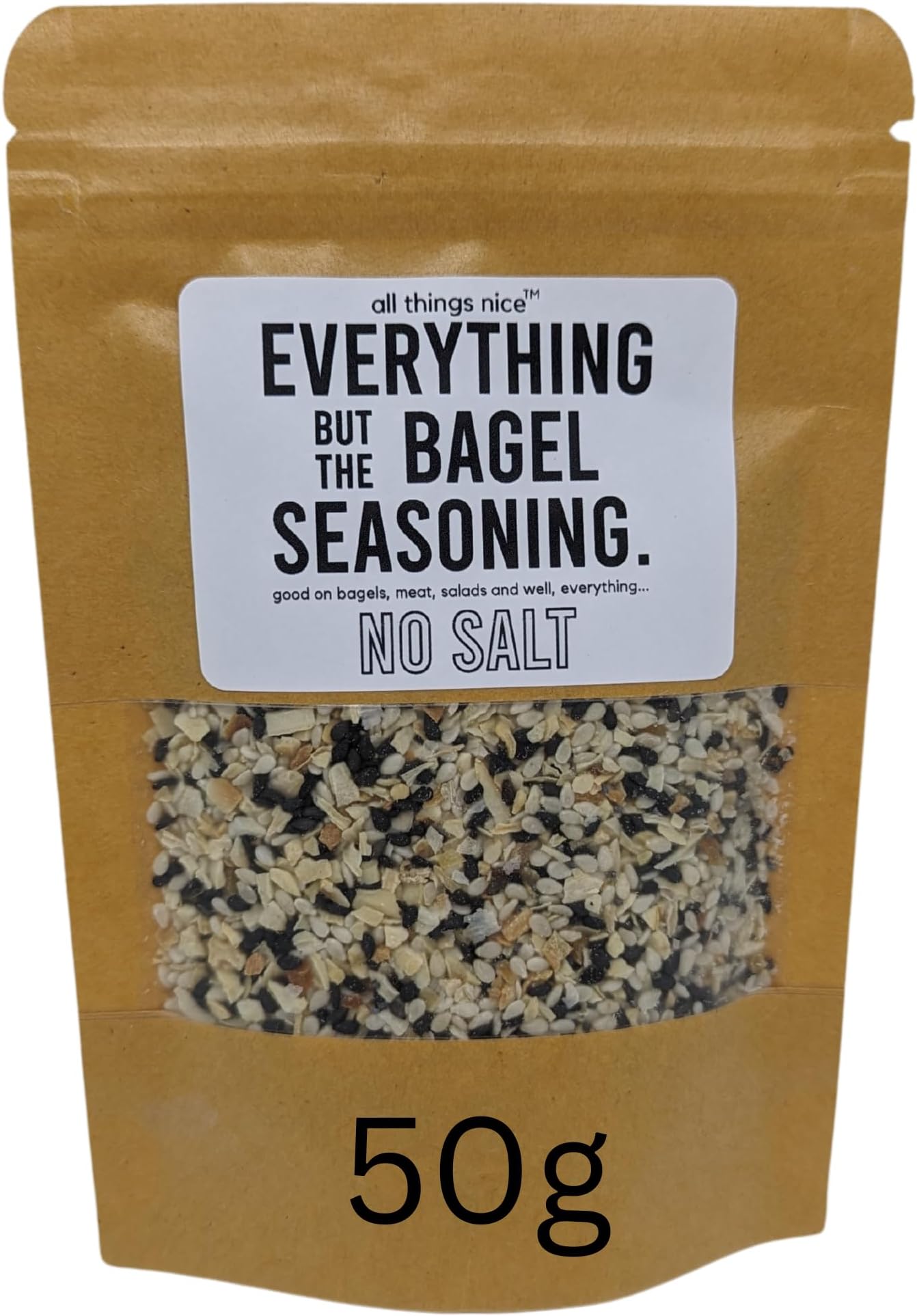 No Salt Everything But The Bagel Seasoning Mix, 50g, New York Style, Season Meats, Eggs and More Mixed Spices