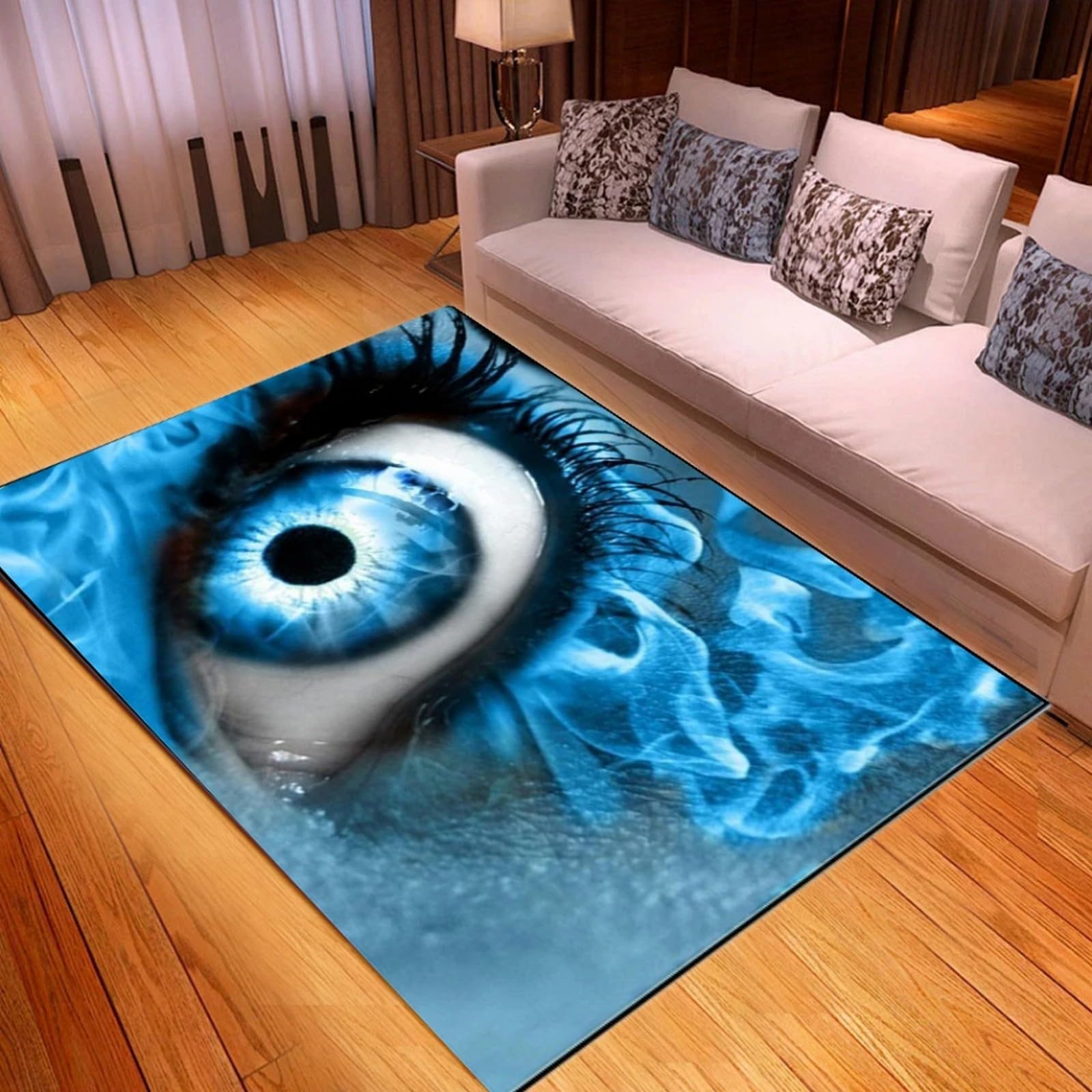 Tapis de salon 3D grand format 180x280 cm motif yeux pour chambre
