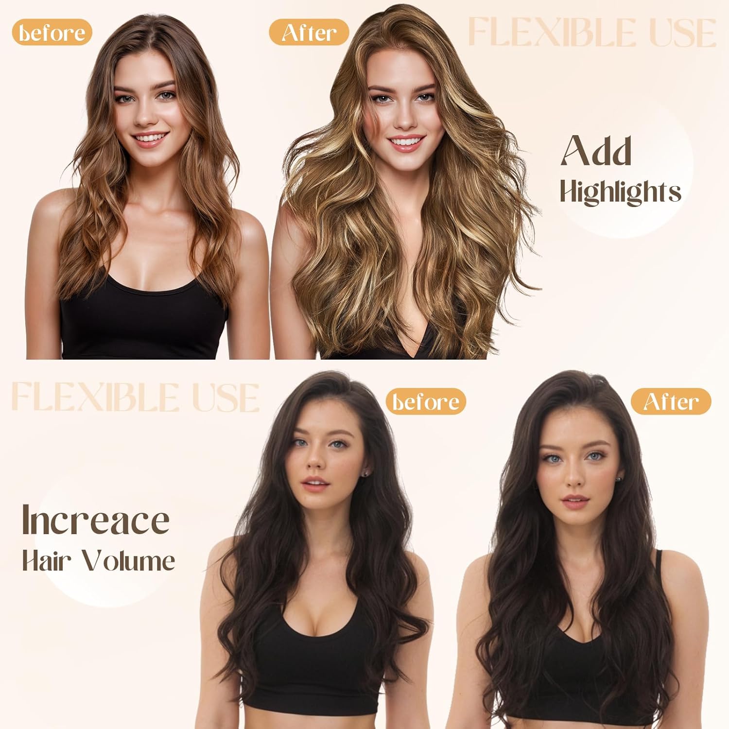 S-noilite 6Pcs Clip in Human Hair Extensions,Remy Single Clip in Hair Extensions 6Pcs 6clips Straight Dark Brown Seamless Hairpieces for Women 16Inch 40g