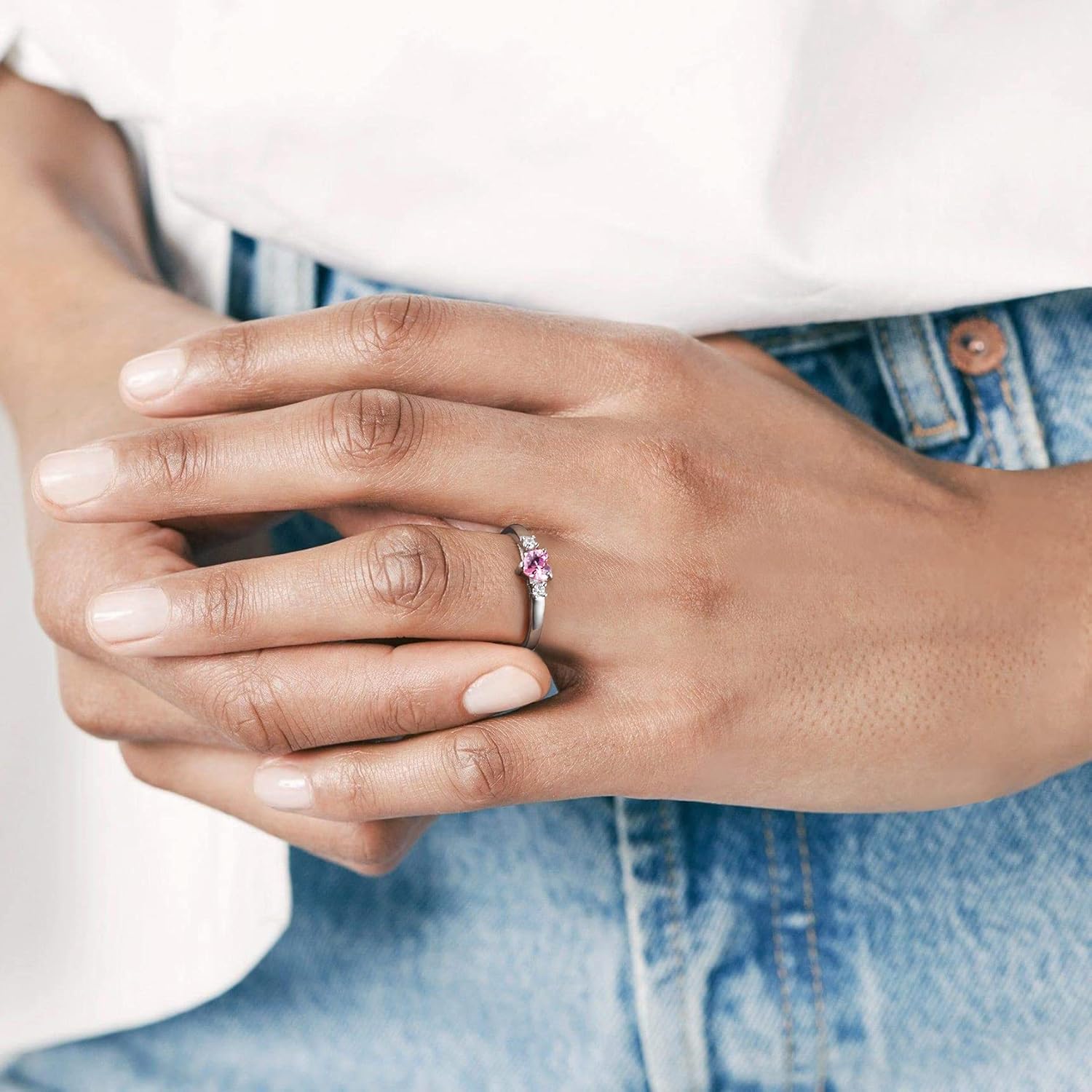 Bestyle Personlized 925 Sterling Silver Birthstone/Name Rings for Women, Sparkling CZ Love Band Rings for Wife/Mother/Grandmother, Great Jewelry Gifts on Thanksgiving/Christmas/Valentine's - Image 4