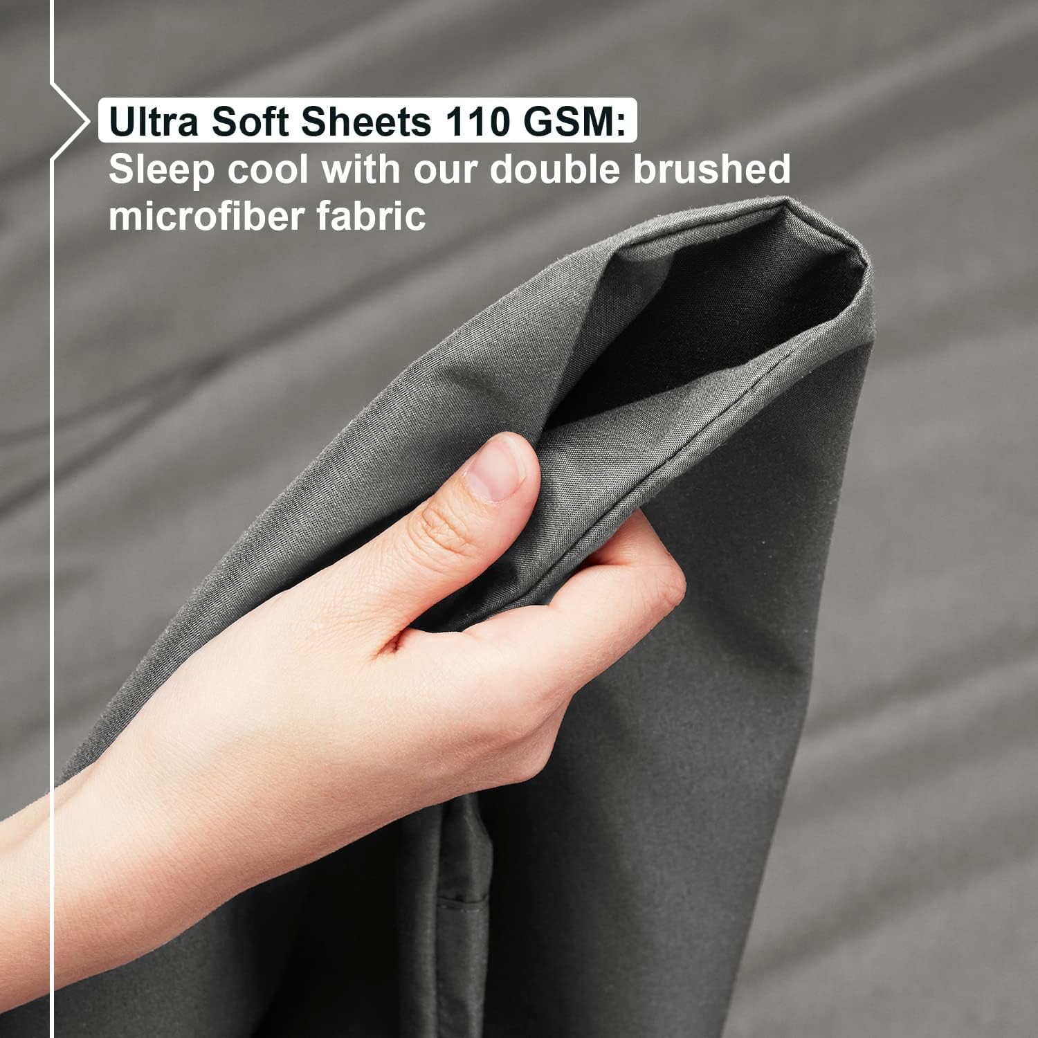 Juego de sábanas y fundas de almohada de alta calidad de 6 piezas, sábanas bajeras ajustables de lino suave y lujoso y bolsillos muy profundos, artículos imprescindibles para dormitorio, 2 fundas de almohada y Guía para dormir mejor «Better Sleep Guide» (