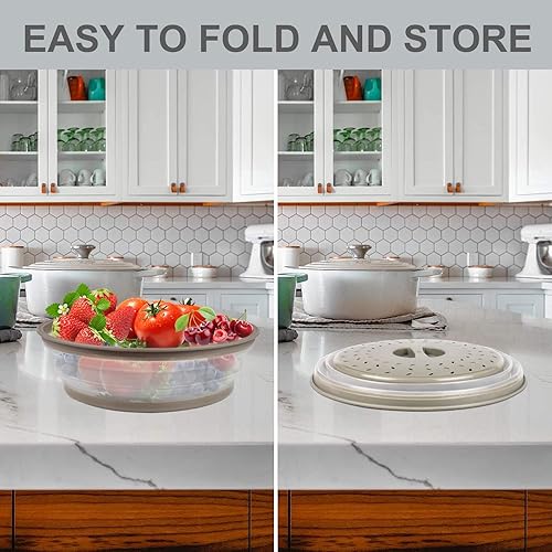 Vista 11 de Alfombrilla para microondas y cubierta de alimentos, 2 en 1, como soporte para tazón, cubierta para protector de salpicaduras, multiuso