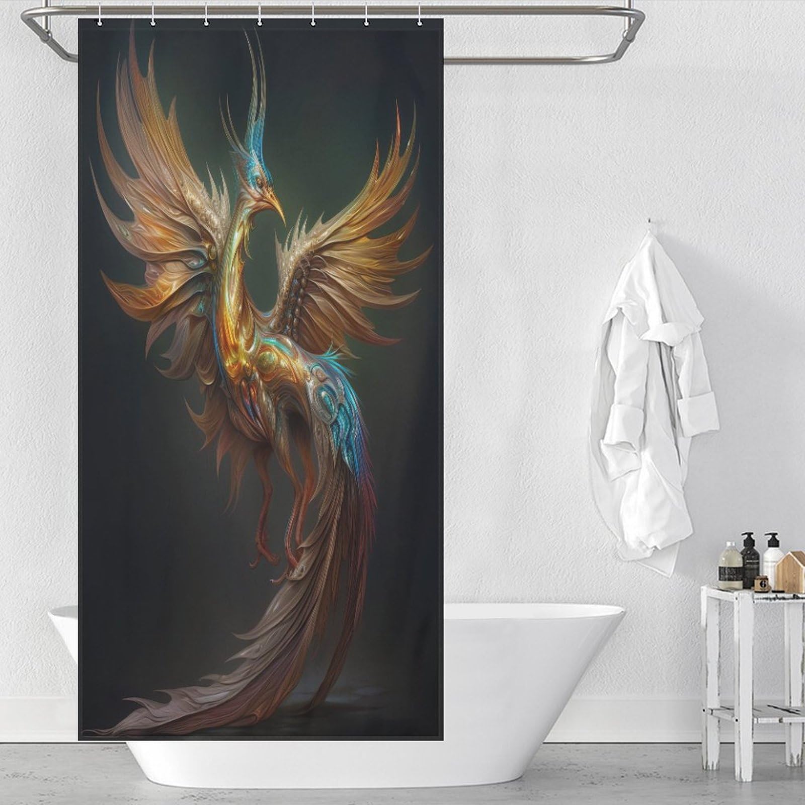 Rideau de douche phénix pour rafraîchir la décoration de votre salle de bain familiale