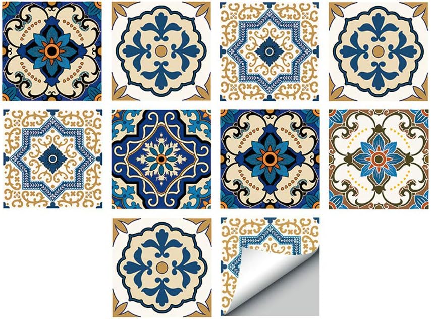 Alwayspon 30Pcs Peel&Stick Vinyl Wall Tile Transfers Sticker, 6x6inch Self Adhesive PVC Backsplash Tile Decals for Bathroom Kitchen Decor, Moroccan