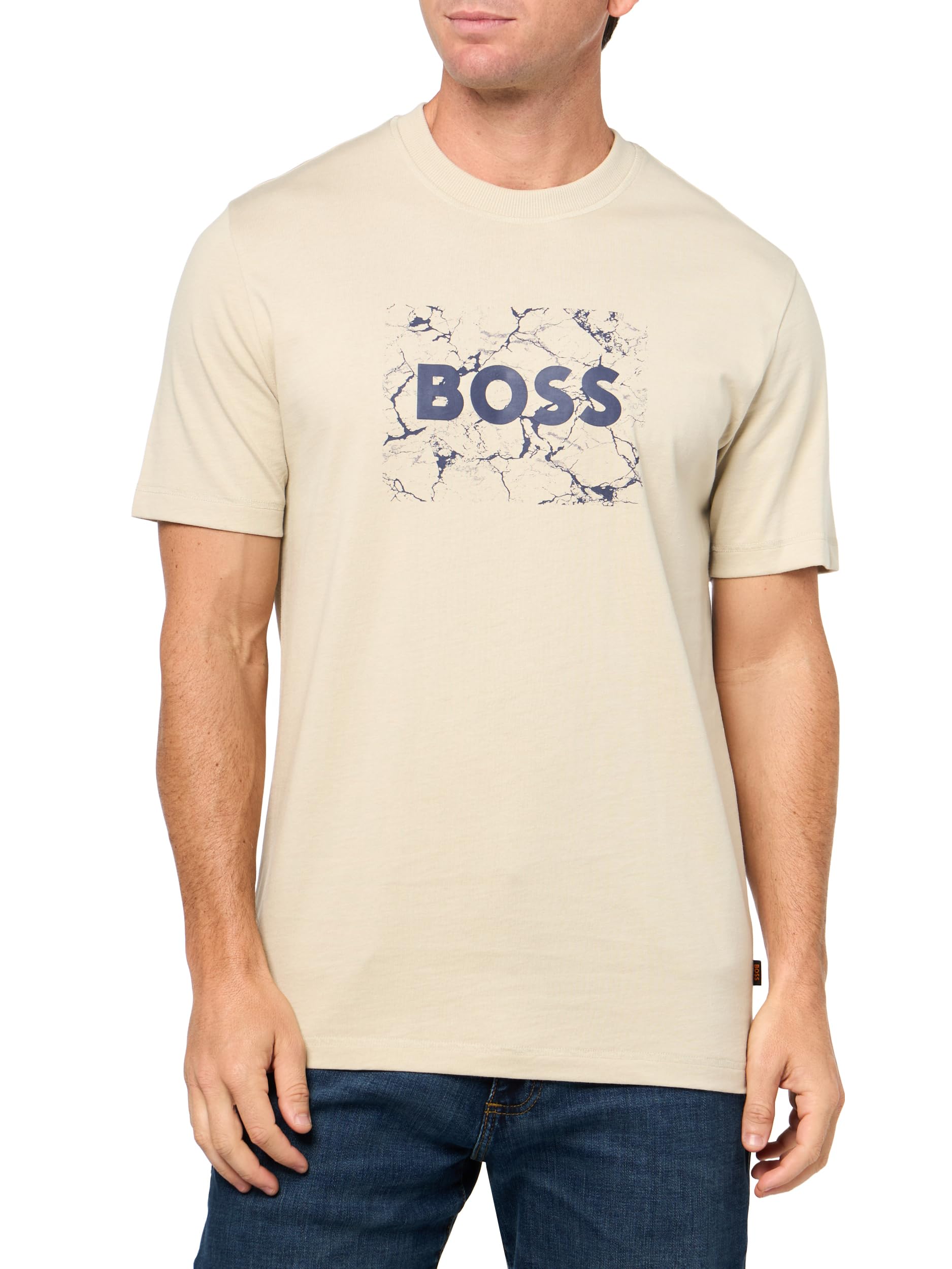 

                                                    BOSS, Big Logo Chain Cotton T-Shirt, Peyote Beige,