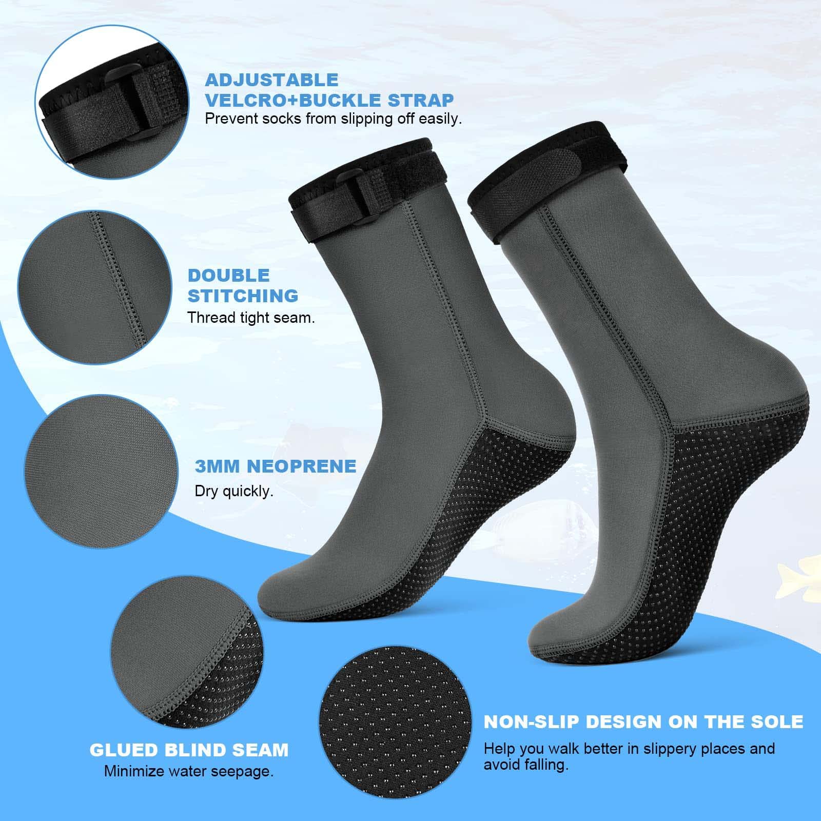 flintronic Calzini da Immersione, Calzini Neoprene, Calze in Neoprene da 3 mm, Calze Nuoto Antiscivolo, Calze Subacquea per Subacquee, Snorkeling, Surf, Vela, Immersioni, Kayak