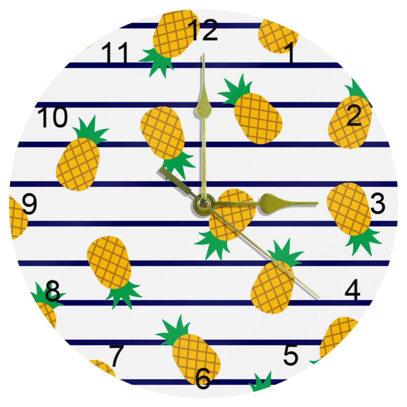 Horloge murale silencieuse pour cuisine et salon design ananas