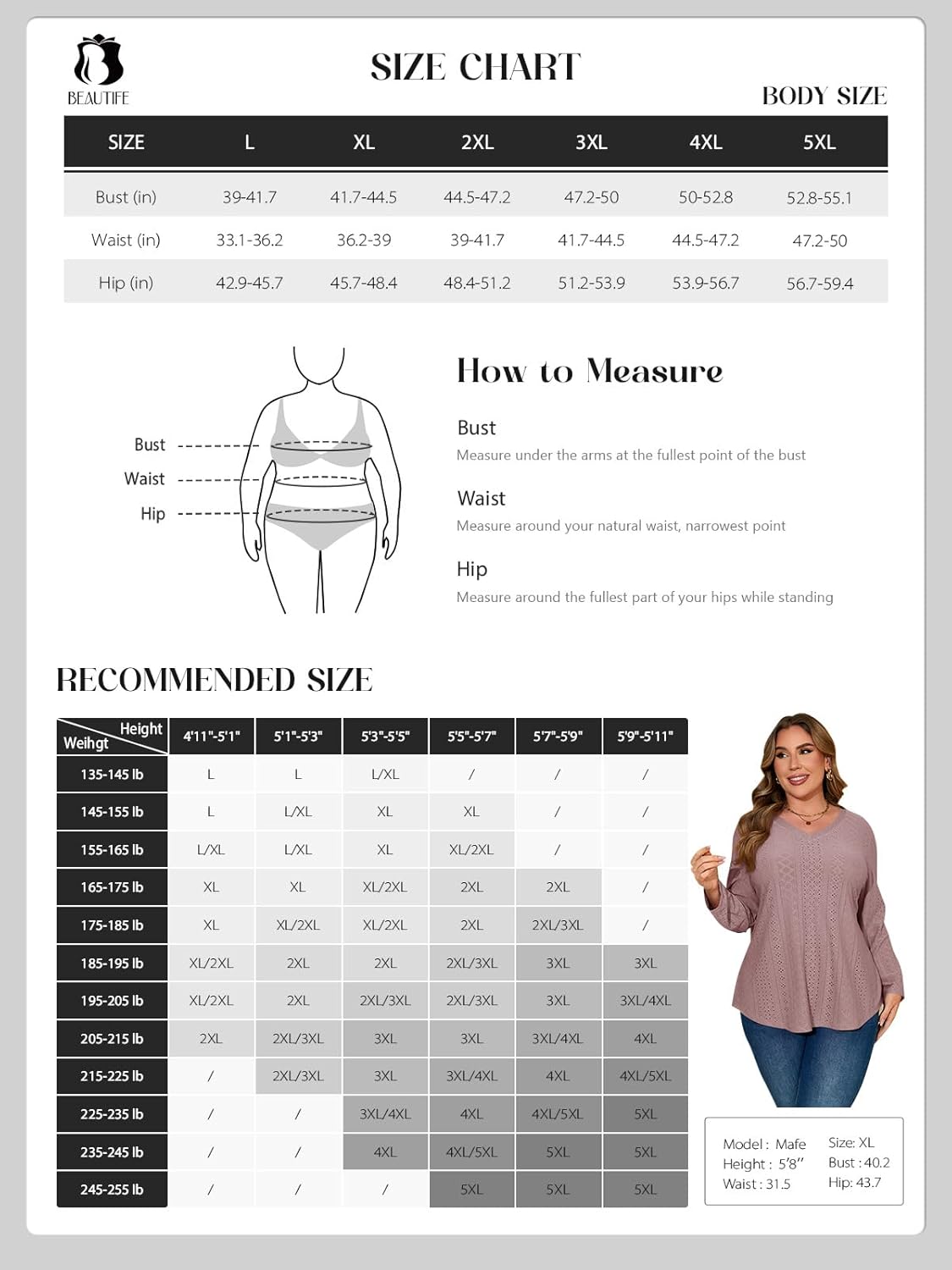 Beautife Womens Plus Size Eyelet Tunic Tops Dressy Casual Long Sleeve V Neck Blouses Curvy Loose Fit Shirts - Image 7