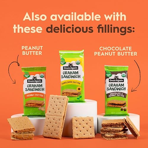 Miniatura 6 de Once Again Sandwiches Graham de mantequilla de girasol, aperitivos sin gluten para niños y adultos, galletas sándwich con mantequilla de semillas de