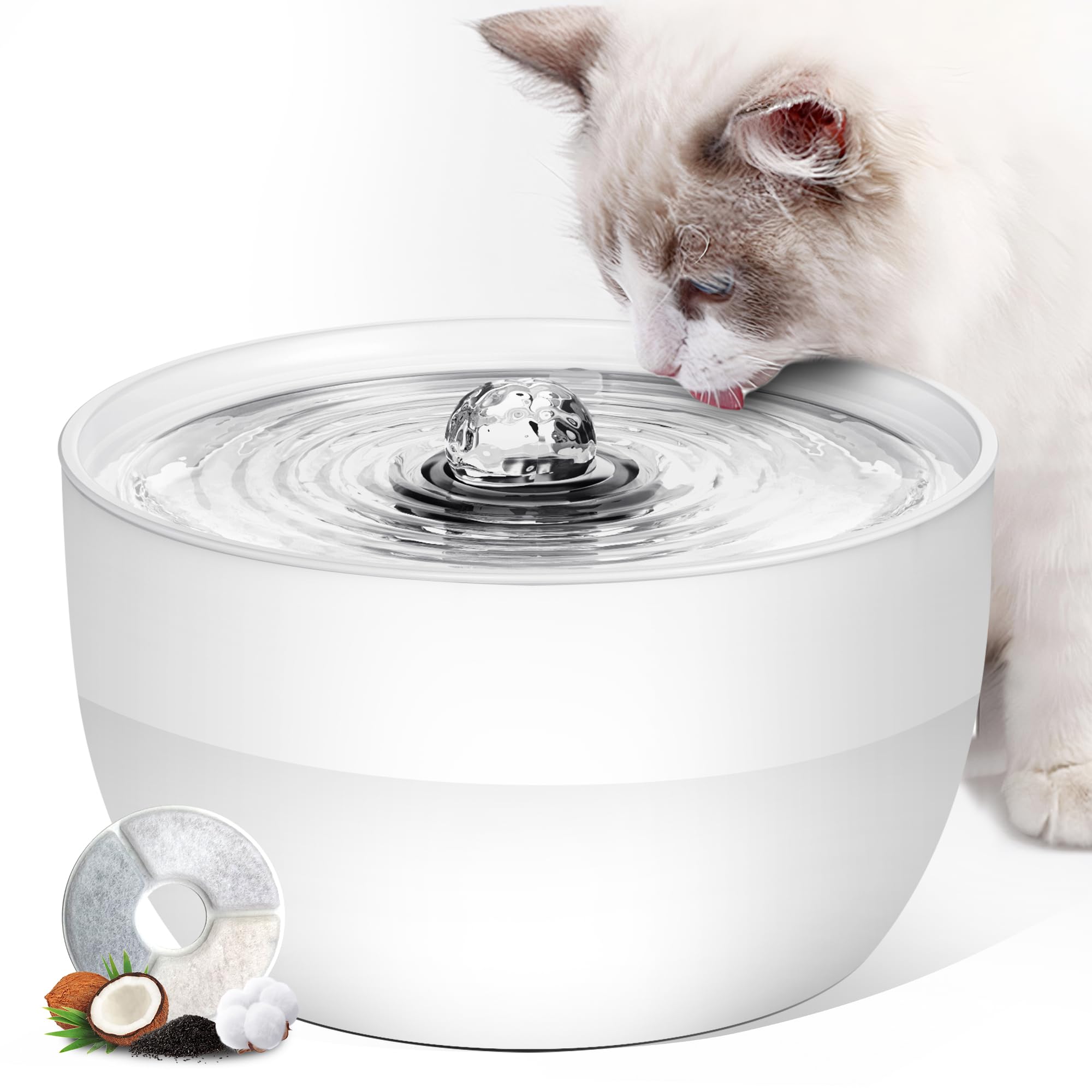 Fontaine à eau en acier inoxydable Casfuy W8 2,9L blanc pour chat et chien