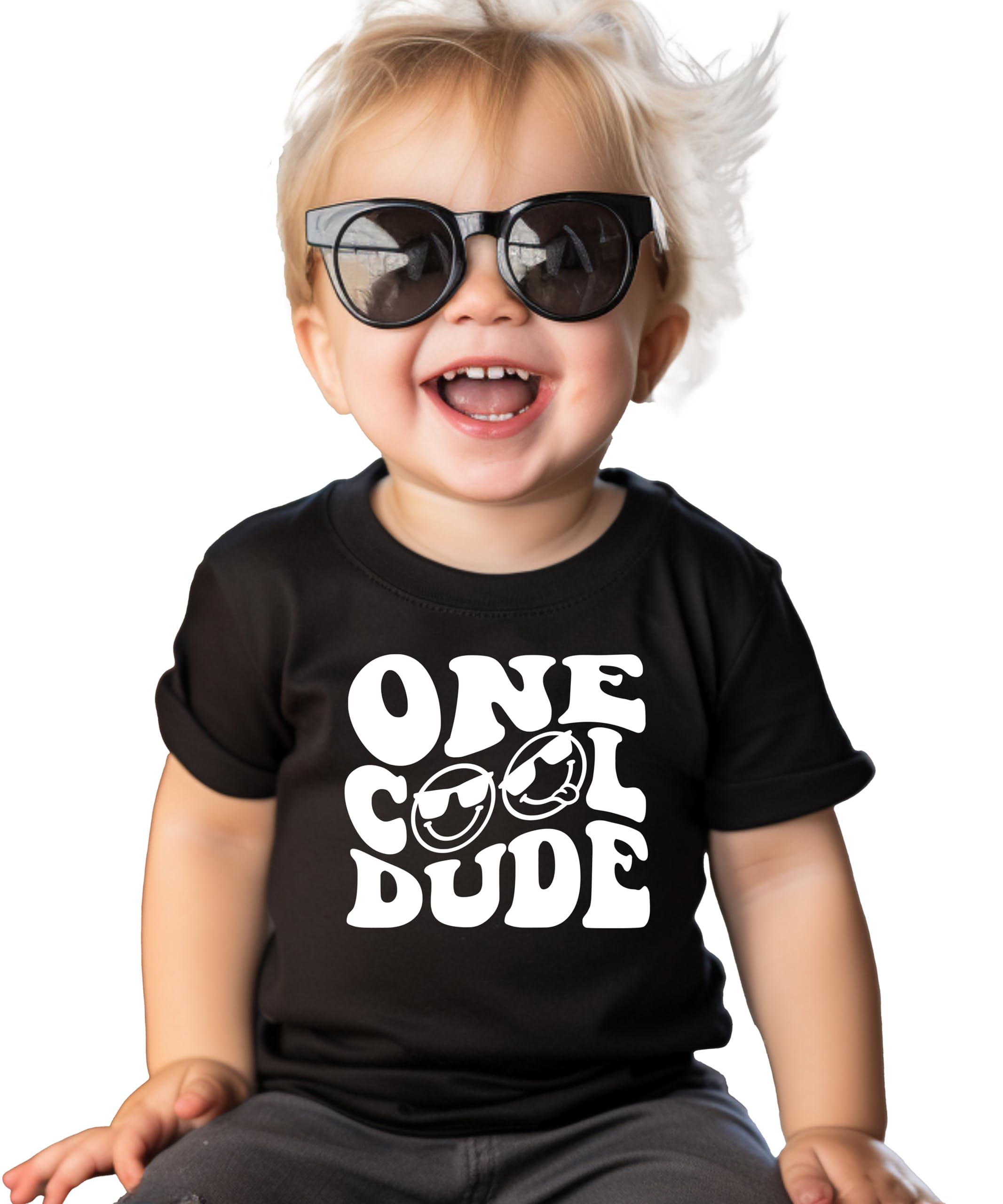 One Cool Dude Retro Boys First Birthday Shirt & Bodysuit for Boys Black Shirt 18 Months