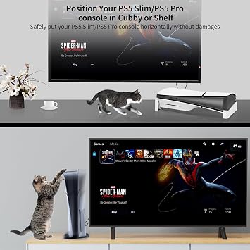 PlayStation 5 Slim Console ile Uyumlu PS5 İnce Disk ve Dijital Sürüm Standı, Depolama için Yatay Yerleştirme Braketi Tutucu (Beyaz)
