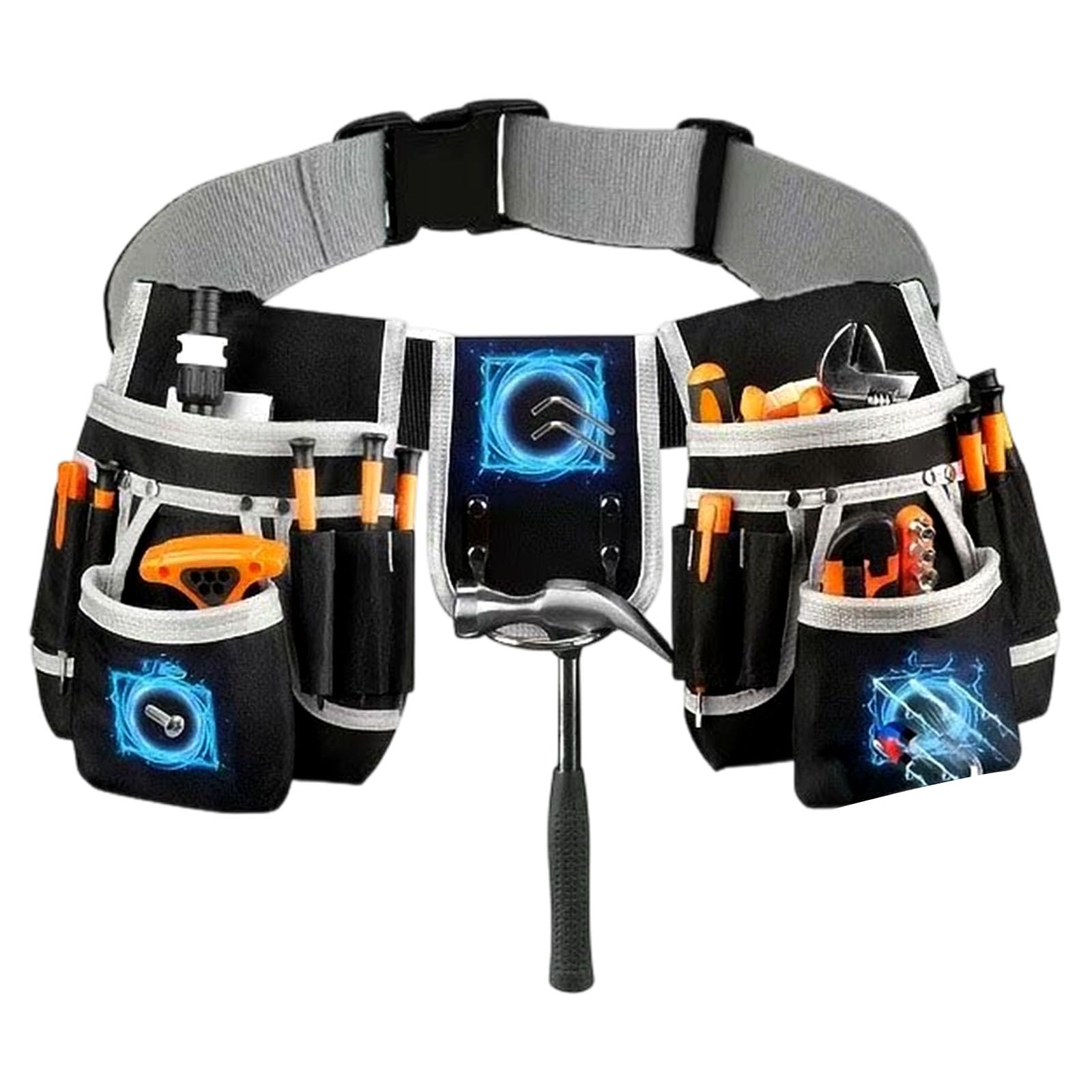 Kaeltsyn Grey Industrial Tool Organizers Bag With Adjustable Waist Strap Electrician Belt For Outdoor Work Belt Pouches