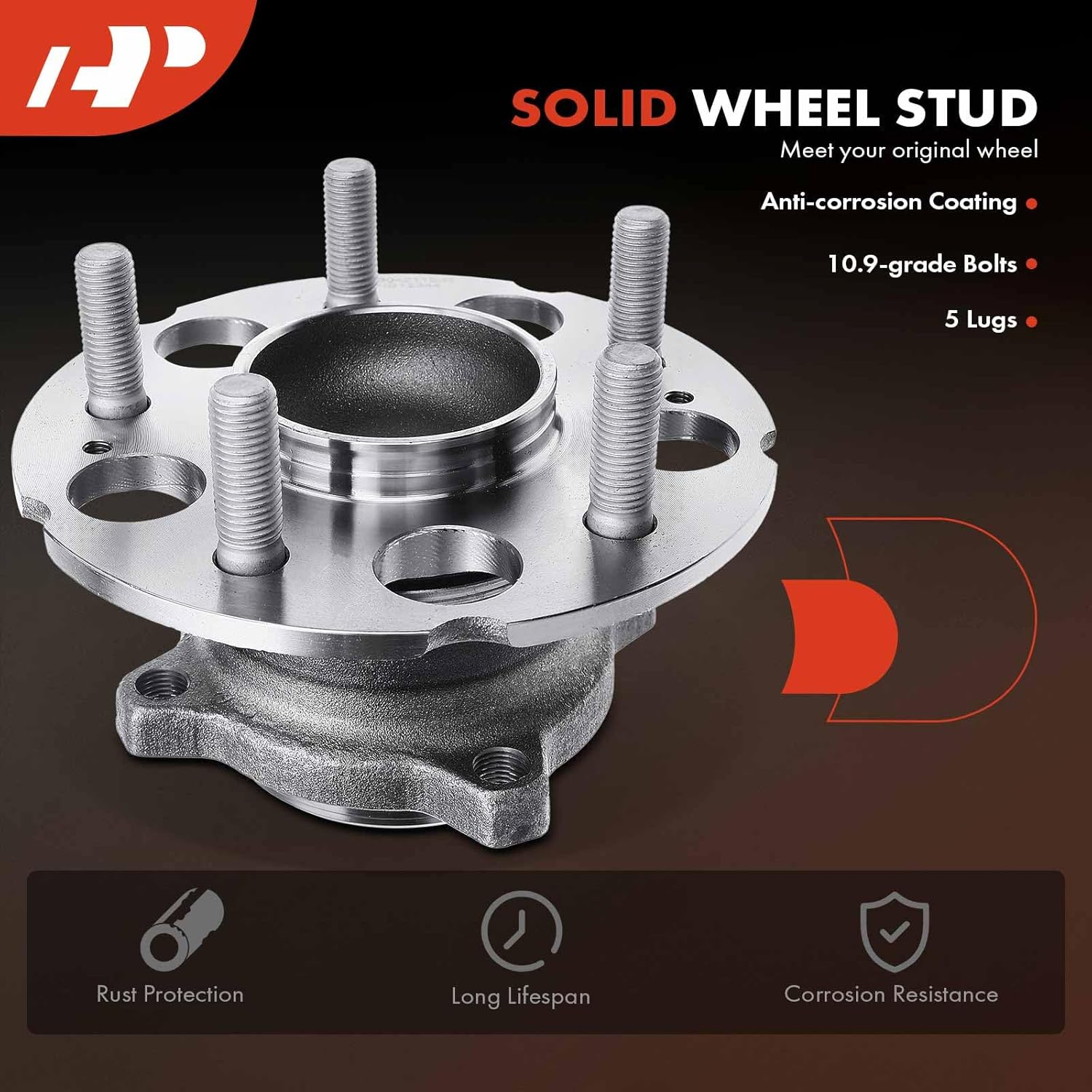 A-Premium Rear Wheel Bearing and Hub Assembly with 5-Lug Compatible with Honda CR-V 2007-2011, Accord Crosstour 2010-2011, Crosstour 2012-2015, FWD Only