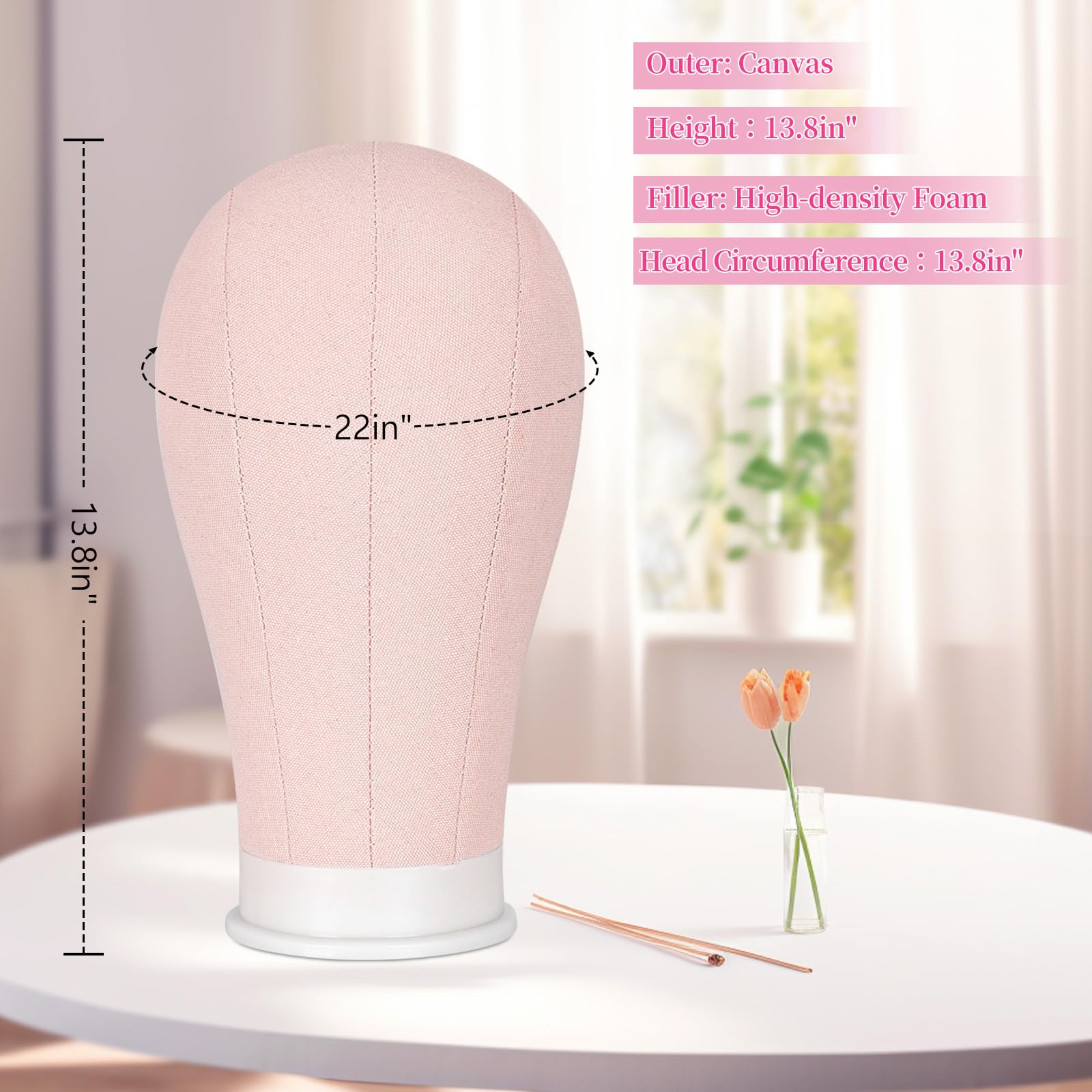 Perückenständer, Stativ mit 55,9 cm Kopf, Perückenkopf-Ständer mit Mannequinkopf für Perücken, Manikin-Kopf-Block-Set für Perückenherstellung, Rosa