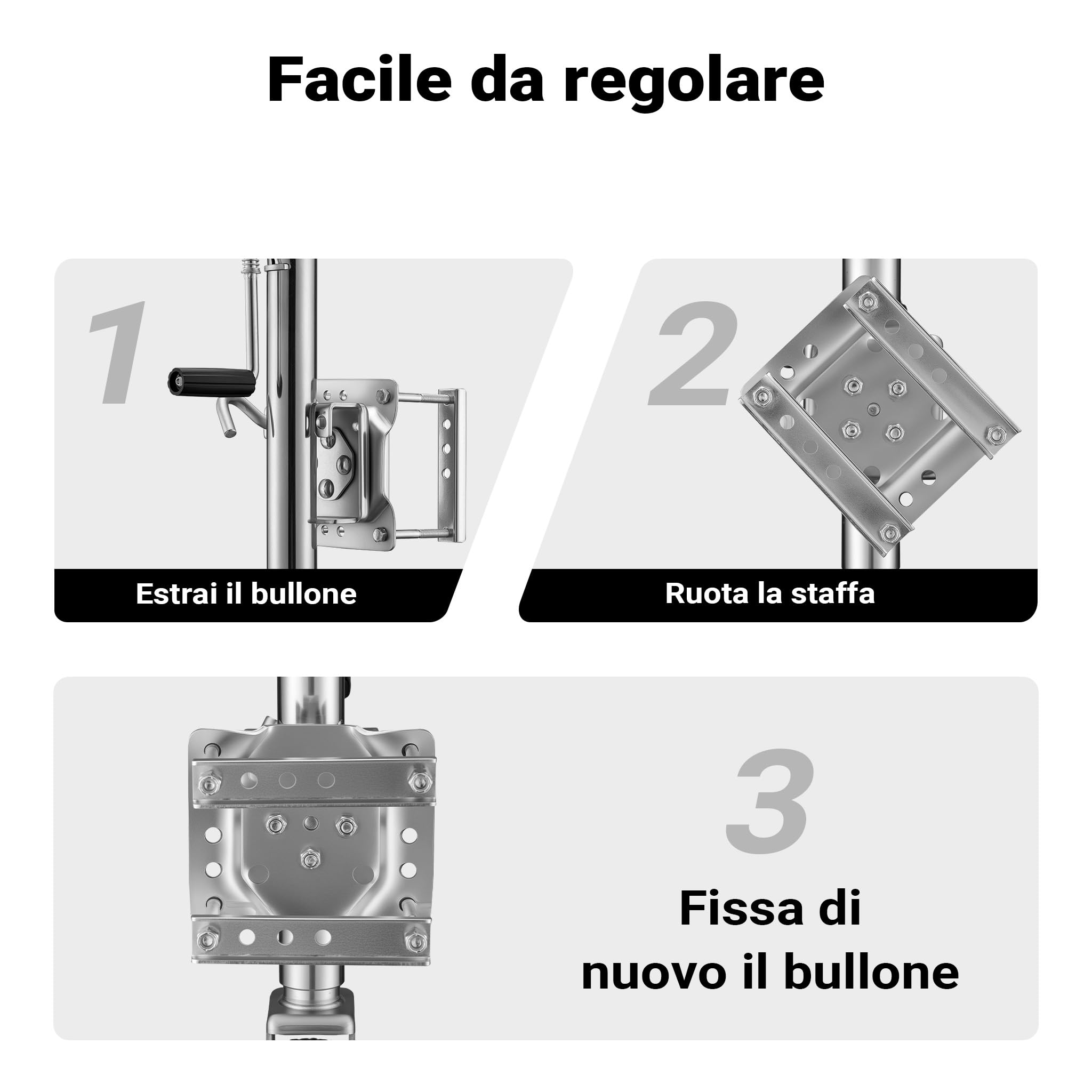 XPOtool Servotimone con Ruota 540 kg Ruotino per Carrello appendice con Staffa di Montaggio