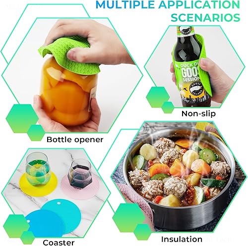 Miniatura 9 de NiHome Abrebotellas de goma para abrebotellas, almohadillas grandes de 5.7 pulgadas para manos artríticas débiles, personas mayores, abrebotellas