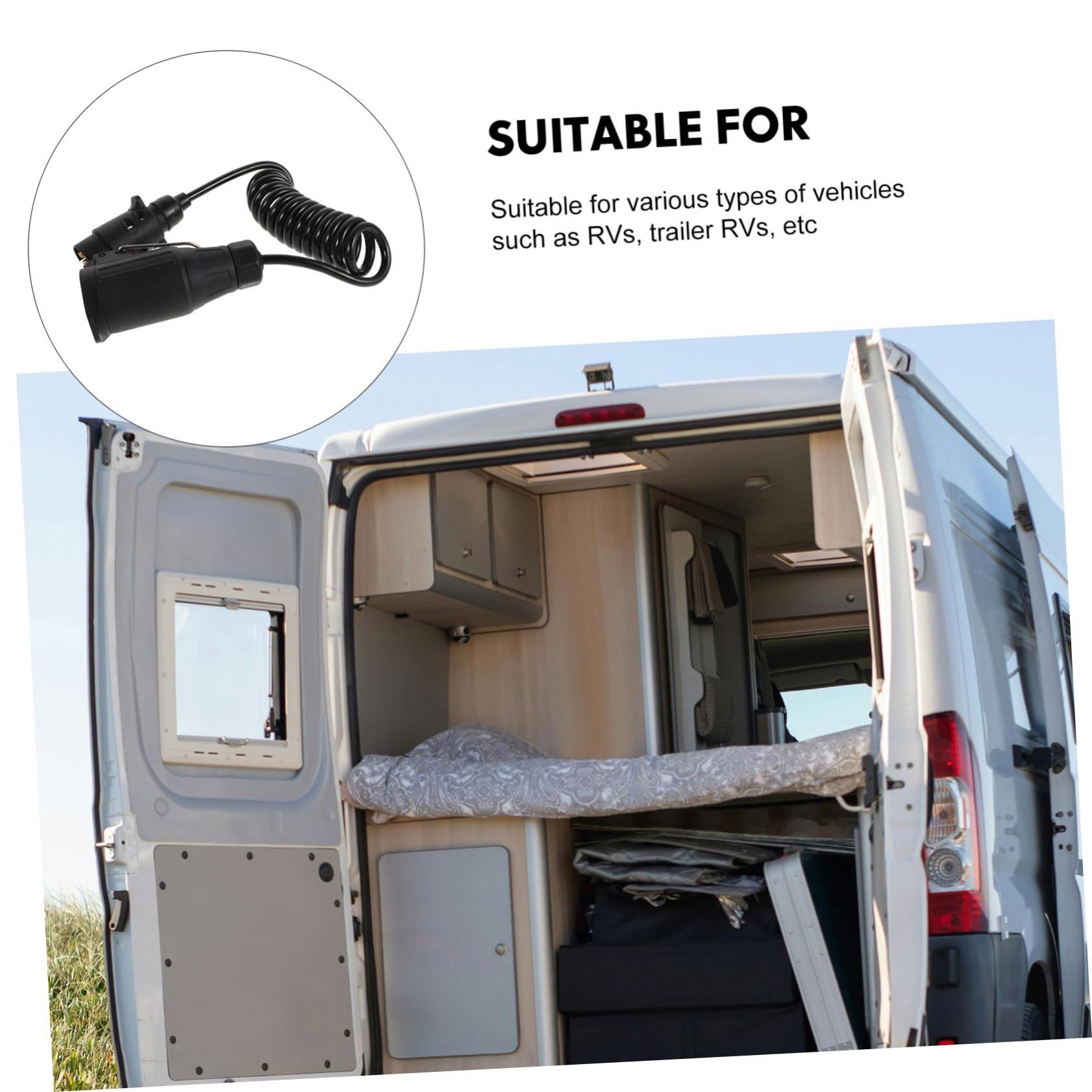 Europäisches Poliges Anhängerkabel mit Poliger Steckdose Spiralförmiges Flexibles Trailer Kabel mit Hoher Elastizität Einfache Installation Robustes Mehradriges Kabel für