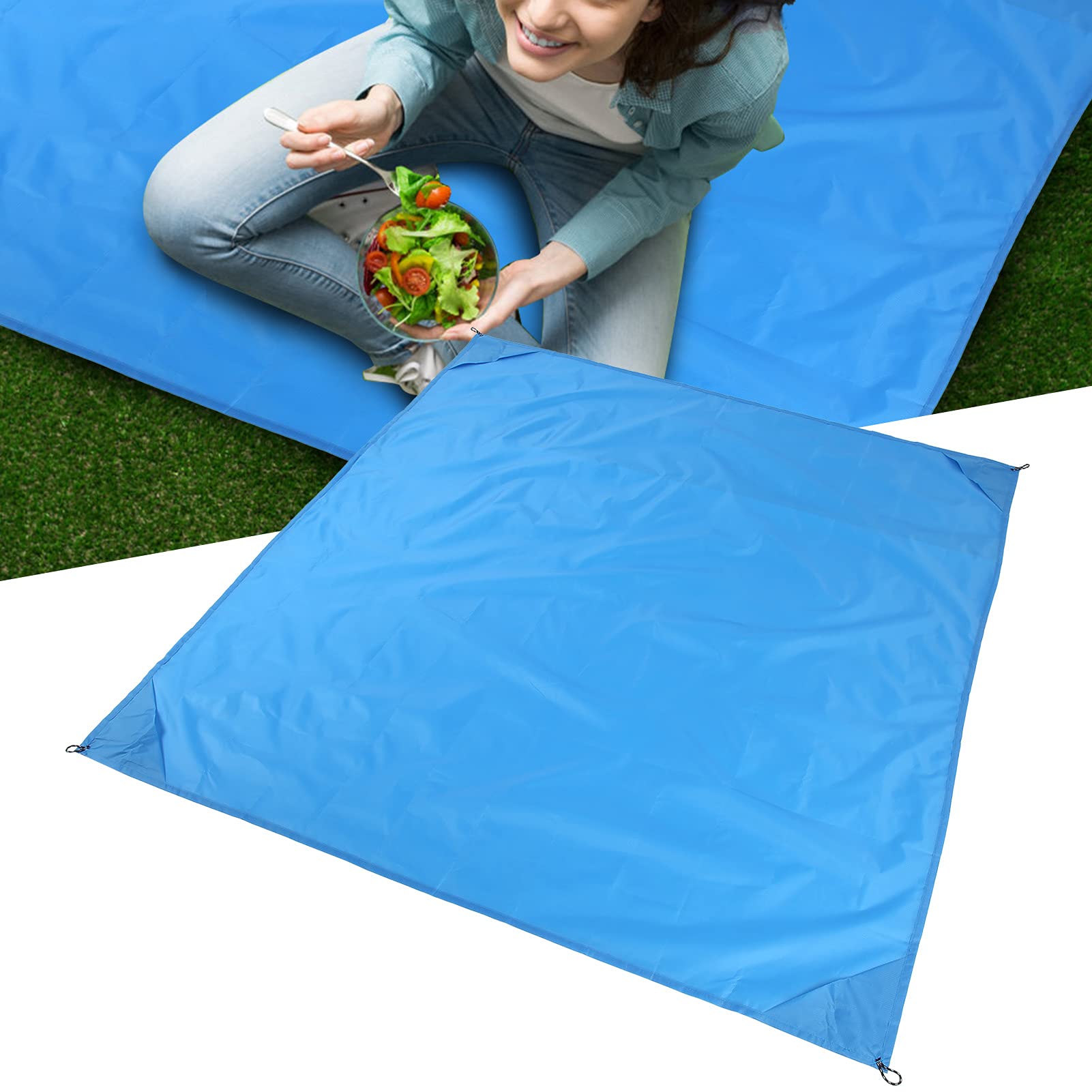 Outdoor Pocket Blanket, Fixable Travel Blanket 55.1x59.0in for Concerts Camping Parks, Lawns or Anywhere Outdoors(Blue)