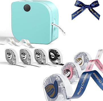 آلة صنع الملصقات Phomemo مع 7 أشرطة، آلة طباعة الأشرطة P12 Bluetooth Small Label Makers، آلة نقل الملصقات الحرارية مع قوالب متعددة لأسماء المدارس وعلامات الملابس وتغليف الهدايا والمنزل