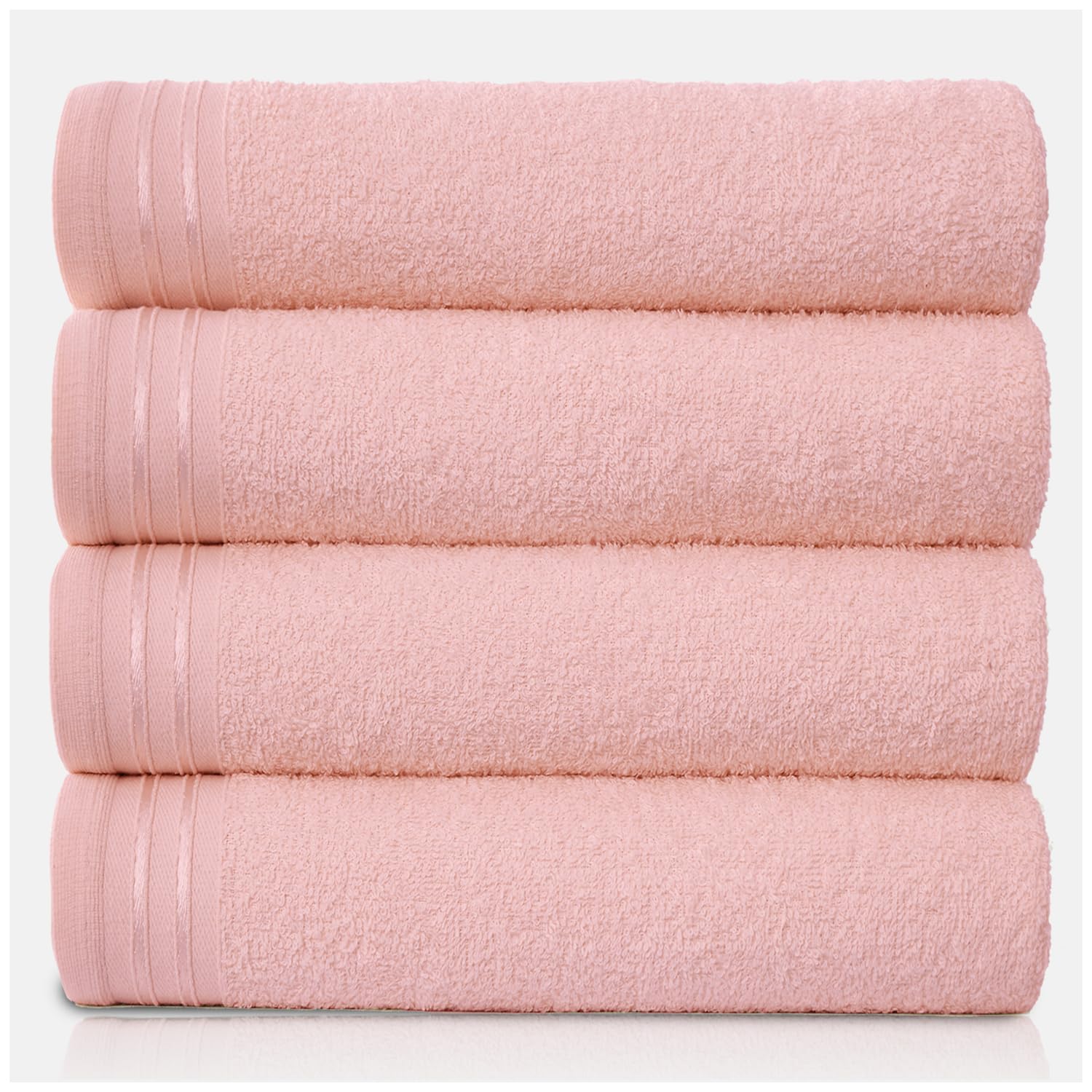 GC GAVENO CAVAILIA Lot de 4 Grandes Serviettes de Bain en Coton égyptien très absorbantes - Rose pâle - Séchage Rapide - 450 g/m² - Lavables - 75 x 135 cm