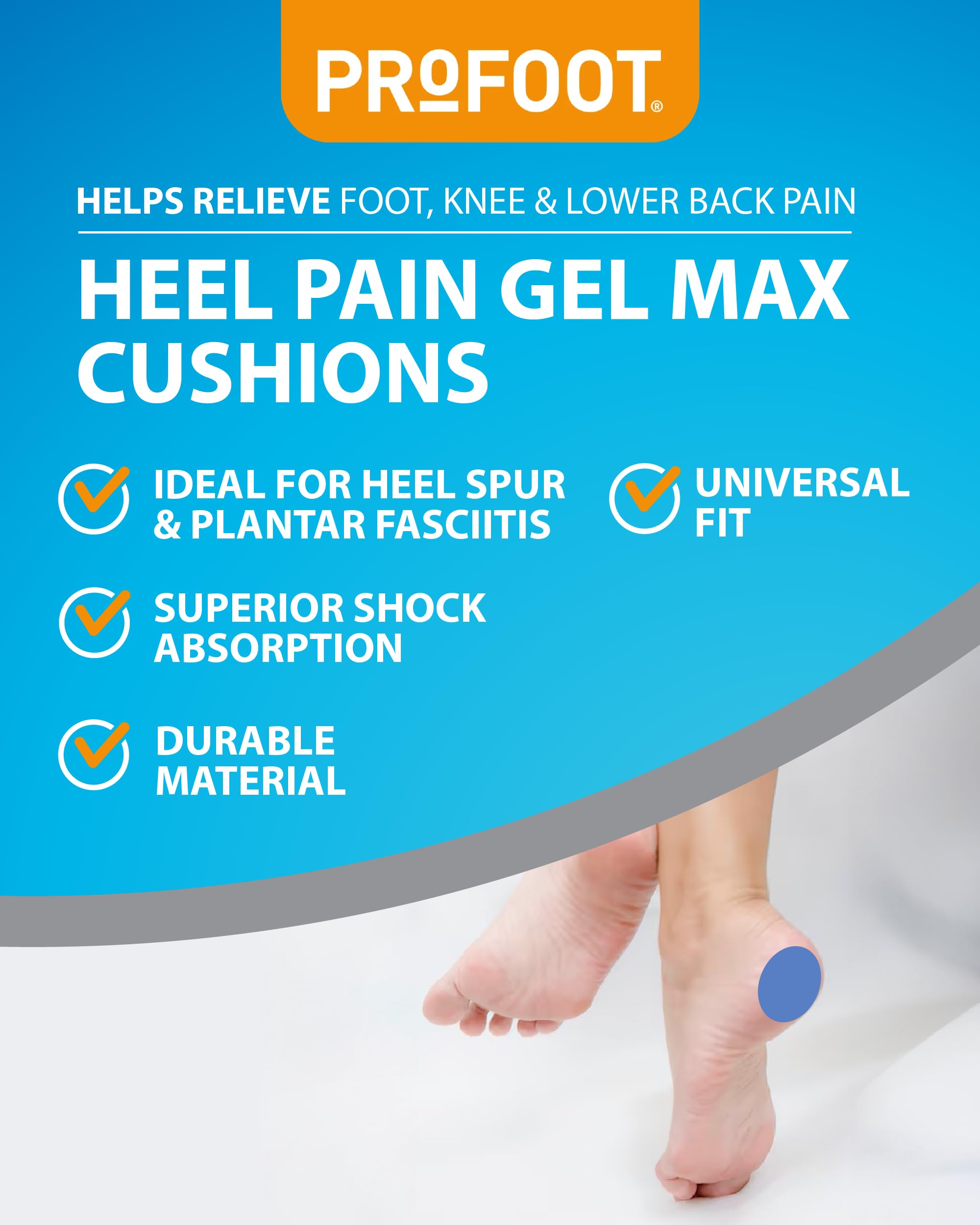 Profoot Gel Max anty-zmęczeniowe poduszki na pięcie dla kobiet, żelowe poduszki wkładka, zapalenie powięzi podeszwowej, ból pięty