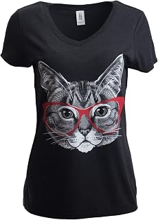 Glasses Belcher V Neck T Shirt Women