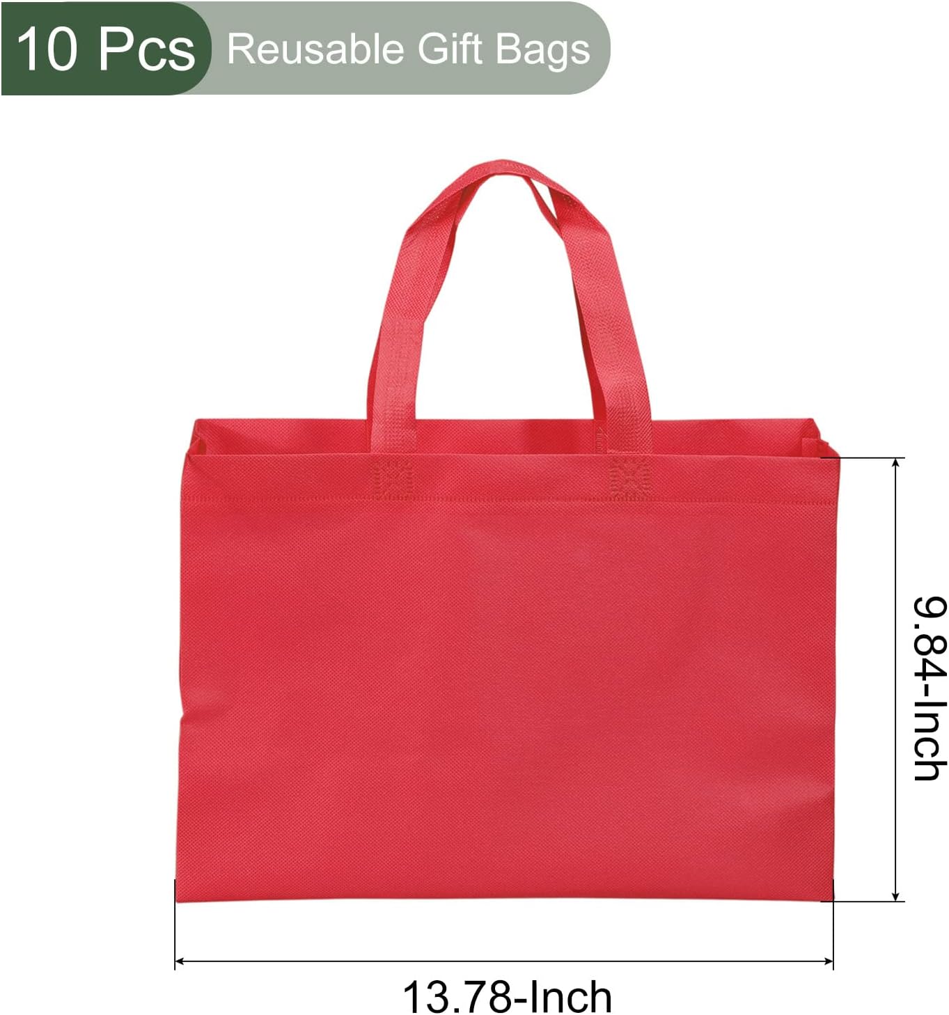 YOKIVE 10 Pack Reusable Gift Bag, DIY Blank Non-Woven Tote Bags, Great for Arts Crafts Grocery(Red, 25 x 35cm)