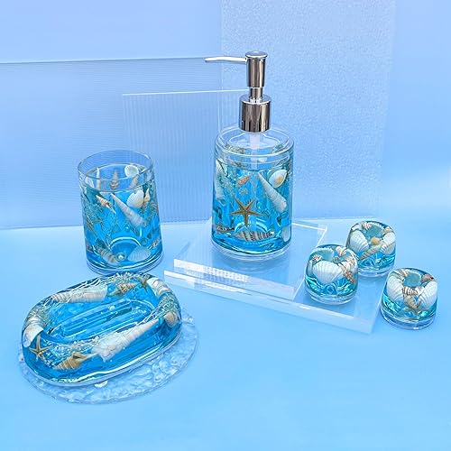 Miniatura 8 de FONMY Jabonera acrílica con barra de conchas naturales, bandeja para jabón de ducha para el hogar, camping, viajes, protector de jabón de parada