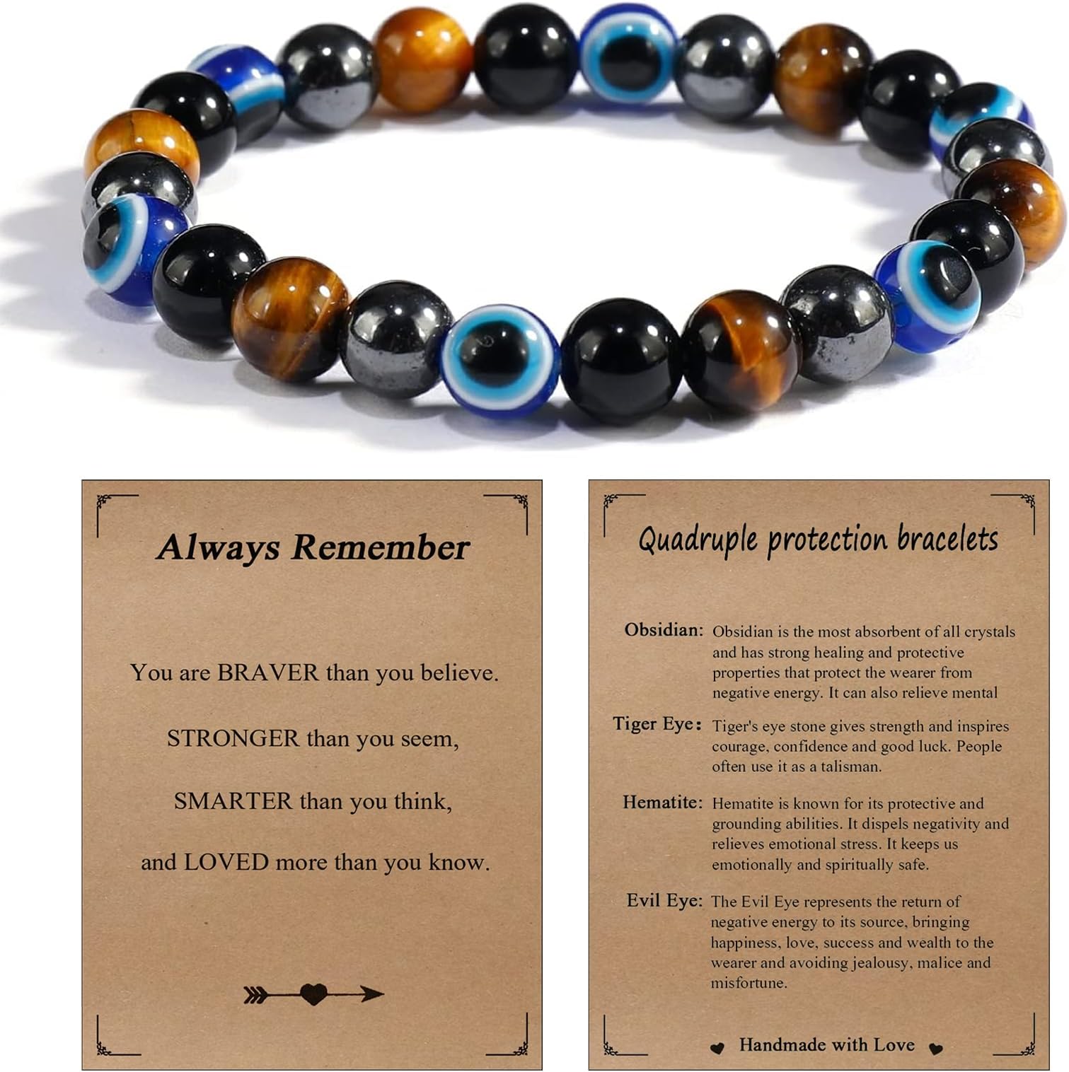 protection bracelets for men and women๏ผ,crystal healing bracelet๏ผ A handmade beaded bracelet that can bring good luck, happiness and protection.