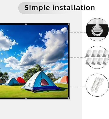 Miniatura 3 de Pantalla de proyector de cine al aire libre 120 pulgadas Pantallas de proyección plegables y libres de arrugas 16 9 HD 4K para teatro.