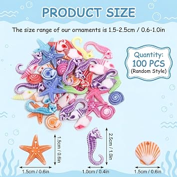 100 Pcs Natural Sea Shells & Starfish Set, Smooth Shells for Crafting, Ocean Beach Themed Decor, Small Sea Shells for Crafts, Mini Starfish Embellishments for DIY Art, Jewelry Making