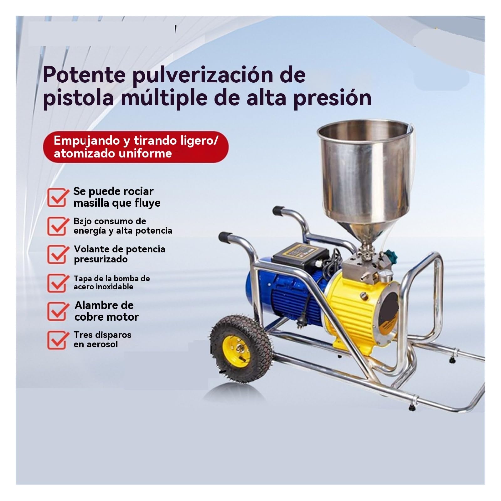 Pistolet malarski, Wielofunkcyjny pistolet wysokociśnieniowy, opryskiwacz, niskie zużycie i moc, może natryskiwać szpachlę, trzy pistolety uruchamiają się jednocześnie do ściany, mebli, na zewnątrz, d