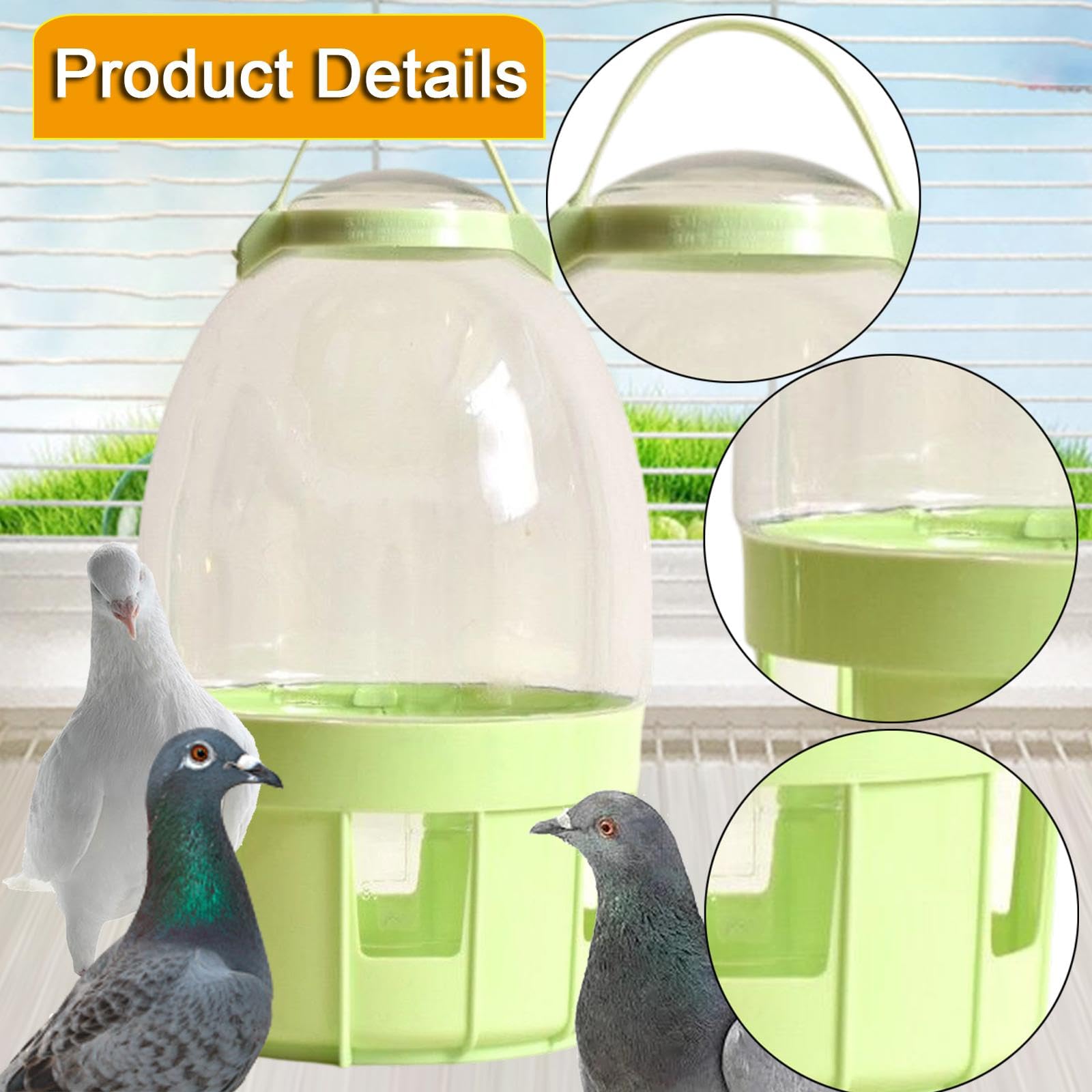 Bebedero para Palomas Dispensador de Agua Contenedor para Aves Suministro Automático Hecho de Plástico PP con Diseño Estable Adecuado para Gallineros, 8l