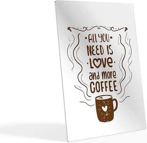 Miniatura 2 de HB Art Design All You Need is Love and More Coffee Brown Quote and Big Mug Metal Print Wall Art Coffee Bar Decor Coffee Signs Kitchen Wall Decor