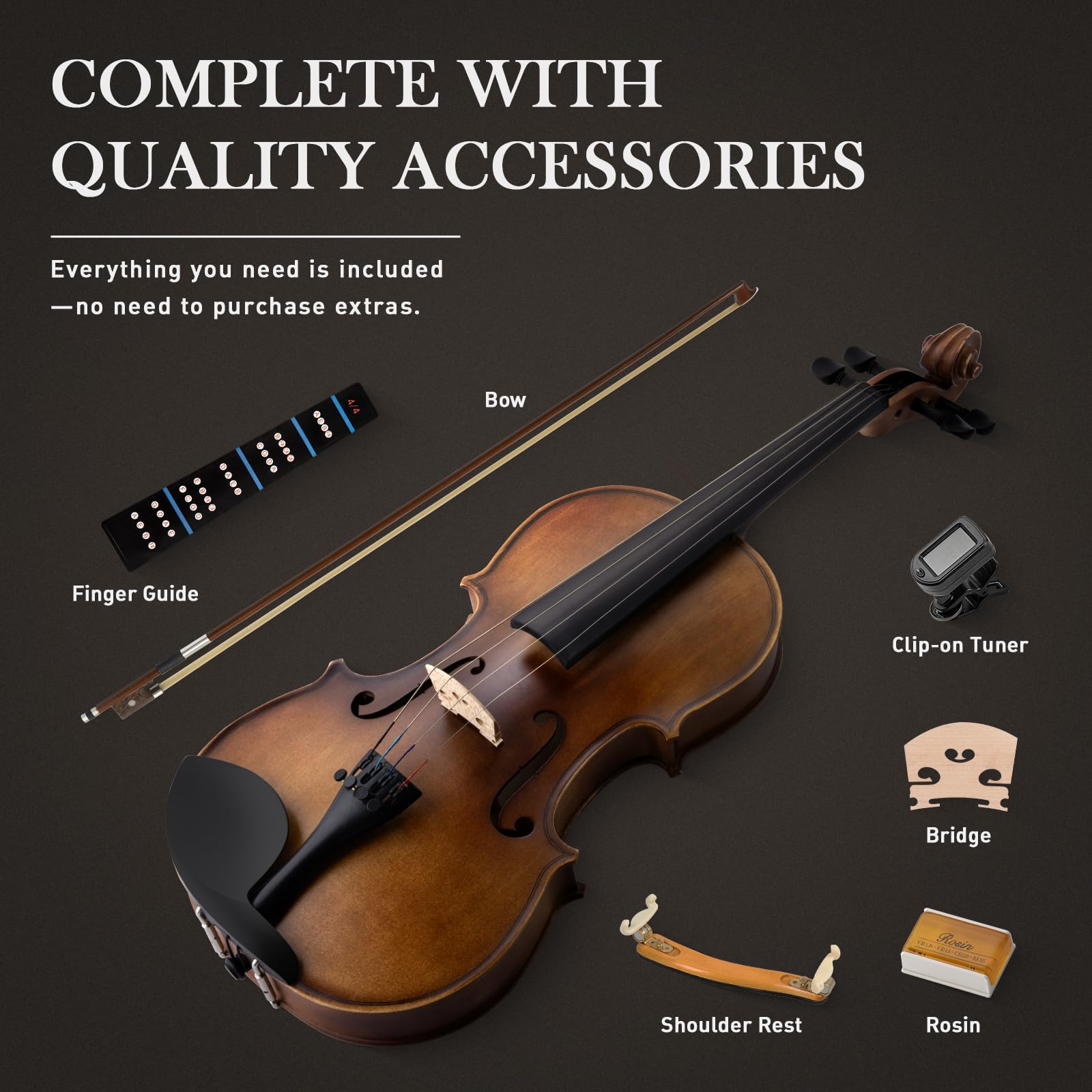 Amazon.com: SONICAKE Violin 4/4 Full Size Set, Fiddle Solidwood