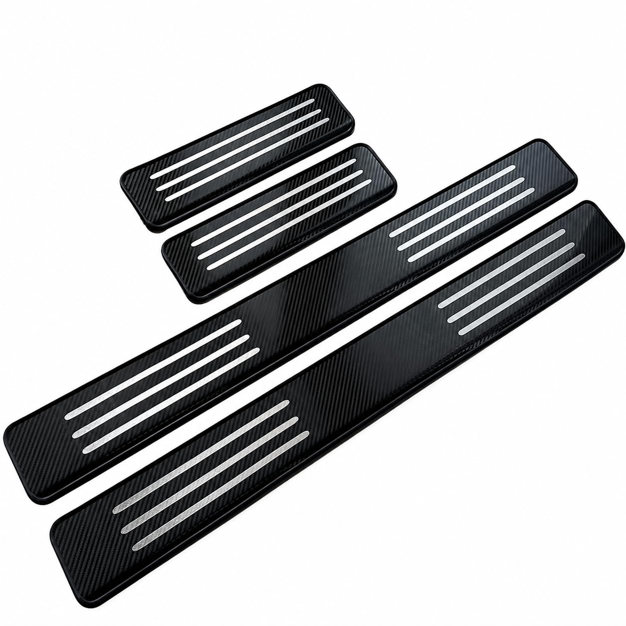 WBNLCRTD 4 PCS Pressed Carbon Fibre Car Door Sill Protectors for VW Touareg 2011-2018, Anti Scratch Scuff Plates,A