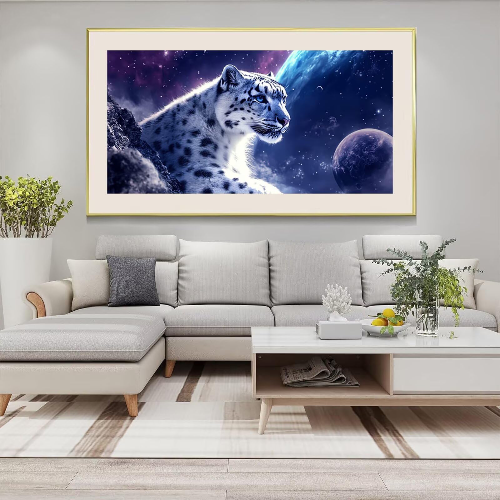 Diamond Painting Planet, Leopard Diamond Painting Erwachsene, Vollbohrer Diamanten Paint by Numbers, Kreatives für Erwachsene Mosaik Bastelset für Home Wand Deko, Geschenke für Frauen 60x120cm,Cod-950