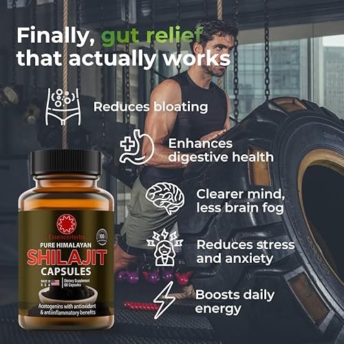 Vista 5 de Essence Herbs Shilajit Cápsulas con semillas negras, musgo irlandés y moringa – Apoya la limpieza diaria y el equilibrio intestinal – 60 cápsulas
